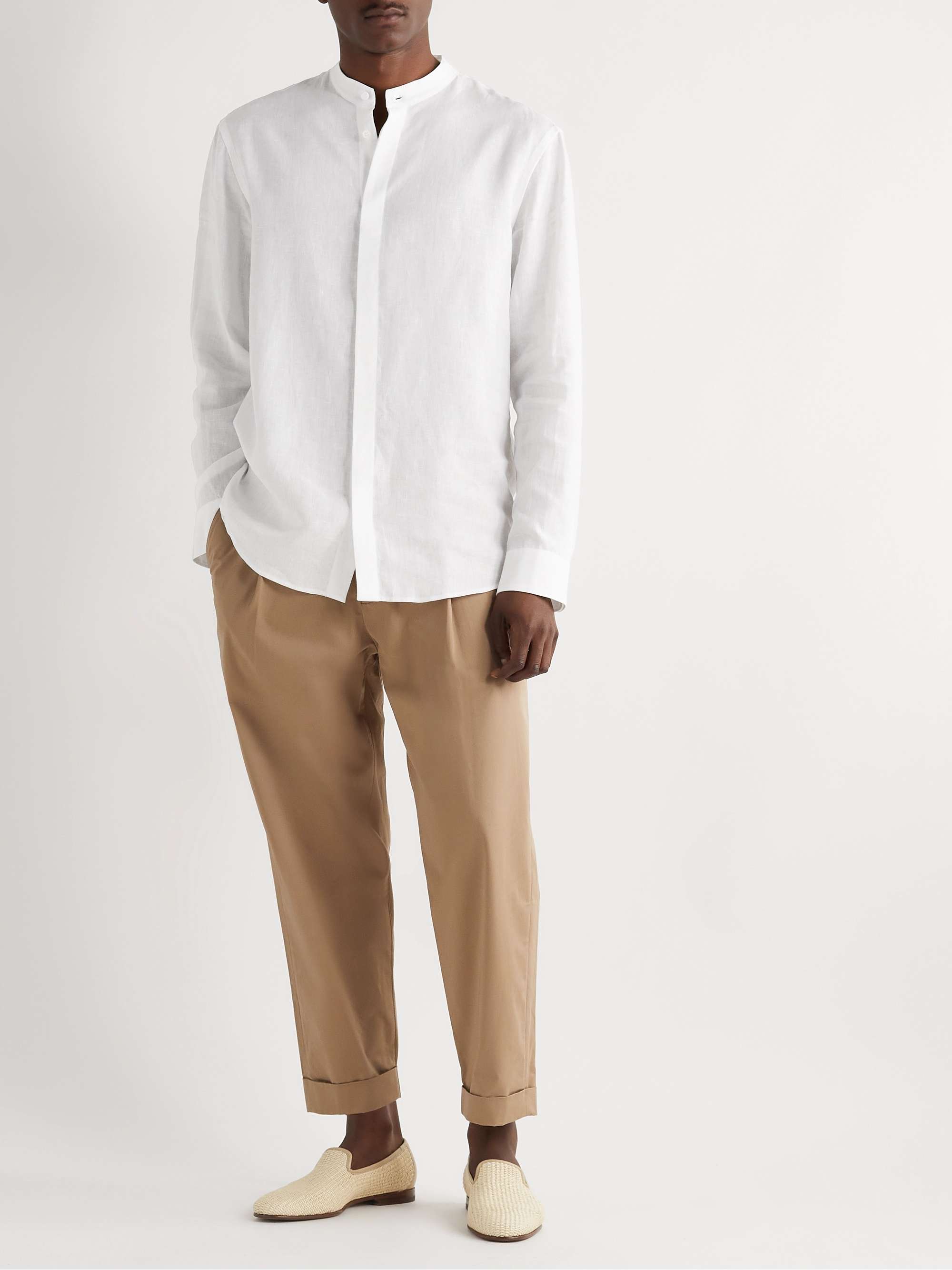 GABRIELA HEARST Ollie Grandad-Collar Linen Shirt