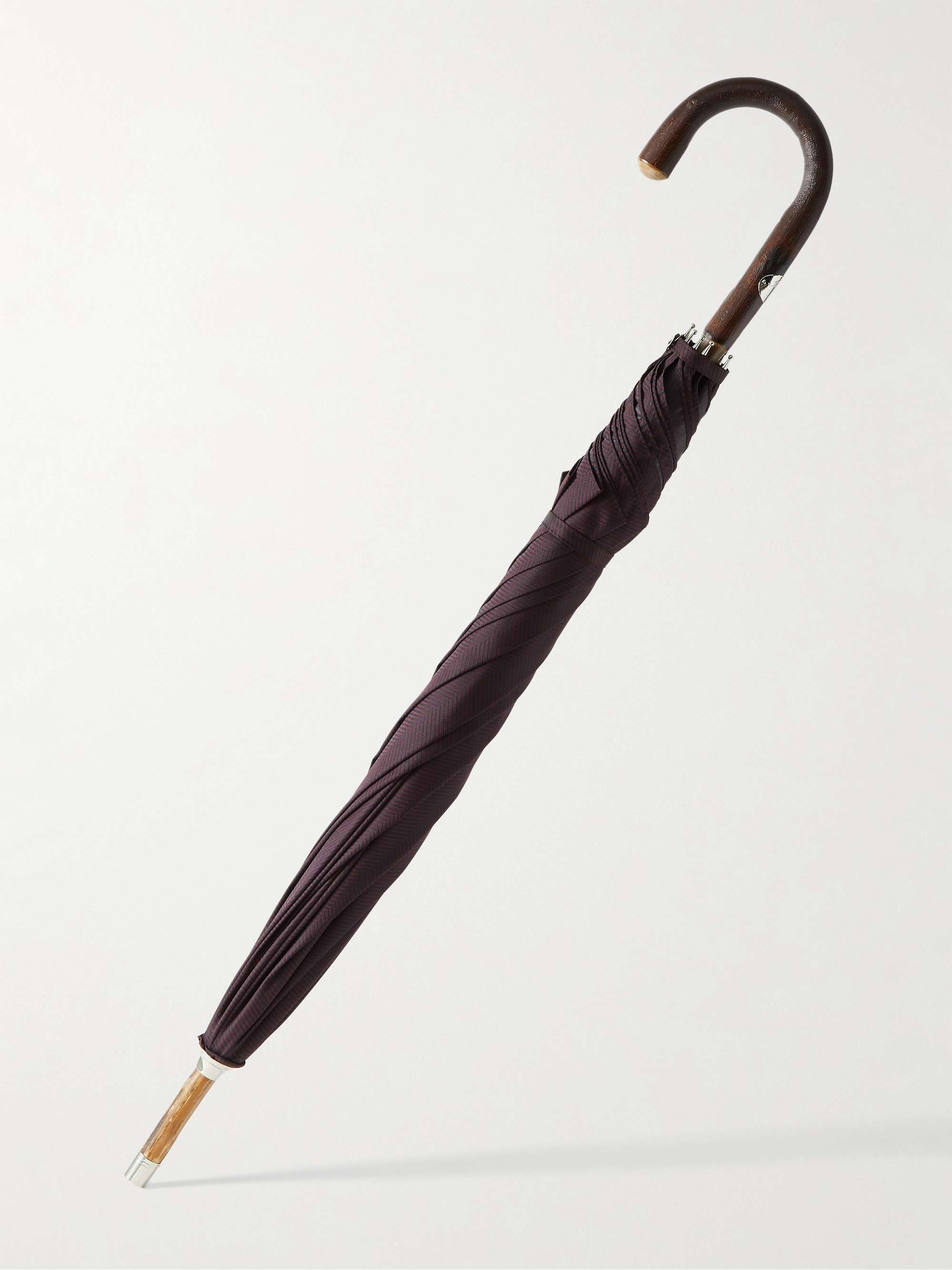 FRANCESCO MAGLIA Striped Chestnut Wood-Handle Umbrella