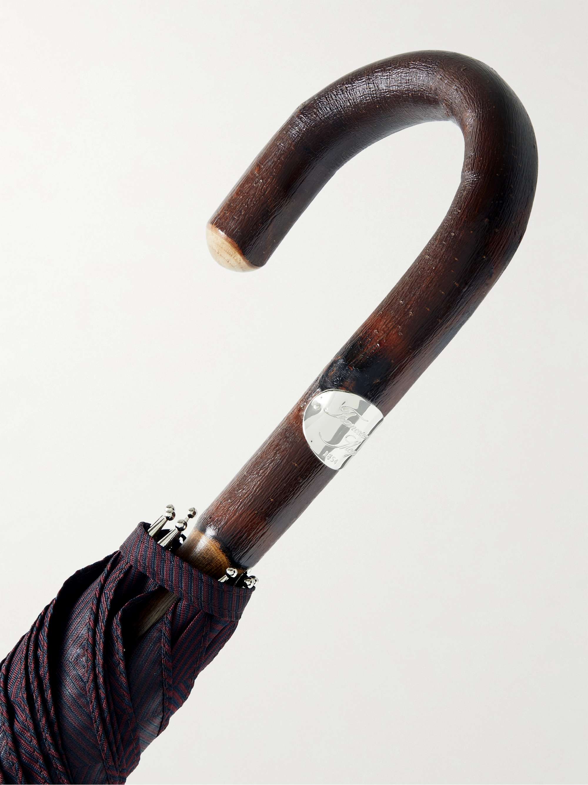 FRANCESCO MAGLIA Striped Chestnut Wood-Handle Umbrella