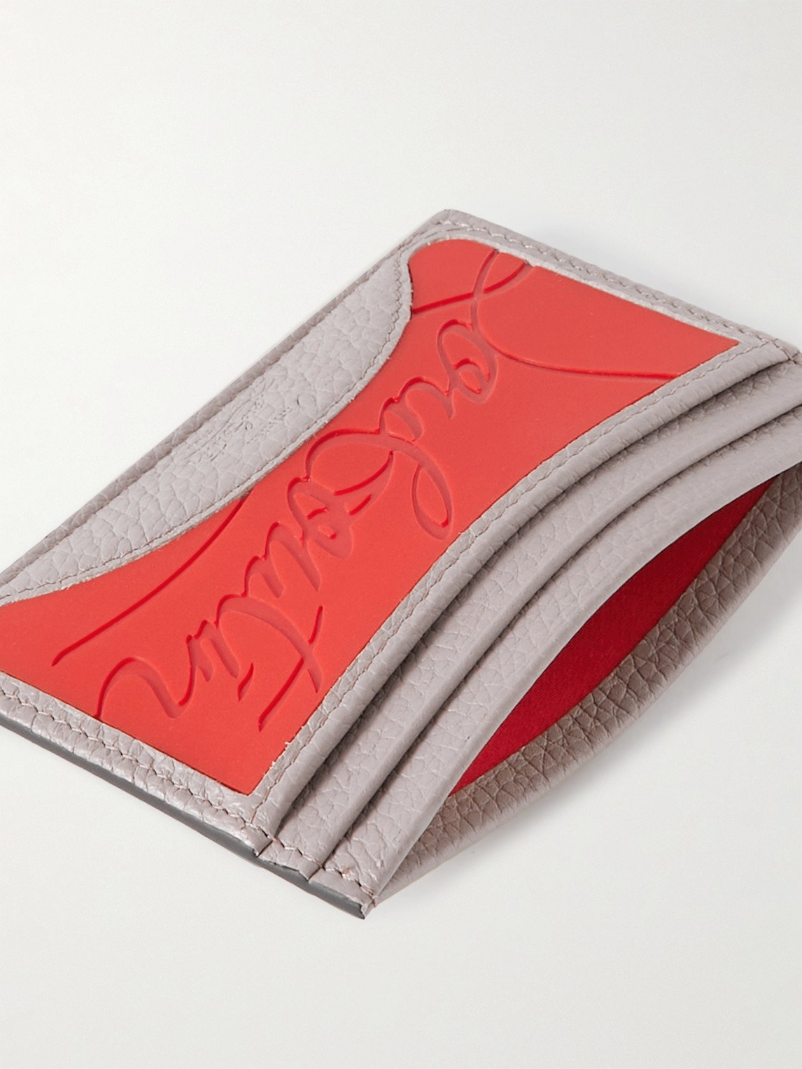 Shop Christian Louboutin Logo-debossed Rubber And Leather Cardholder In Neutrals