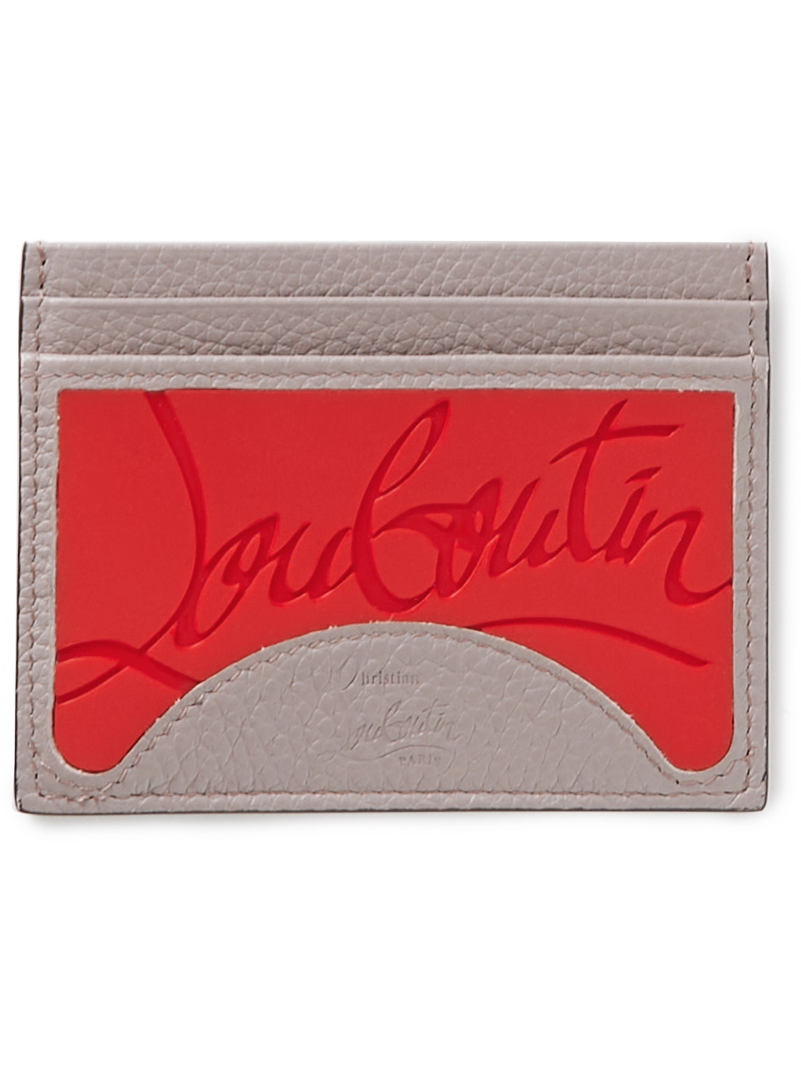 Christian Louboutin Logo-debossed Rubber And Leather Cardholder In Neutrals
