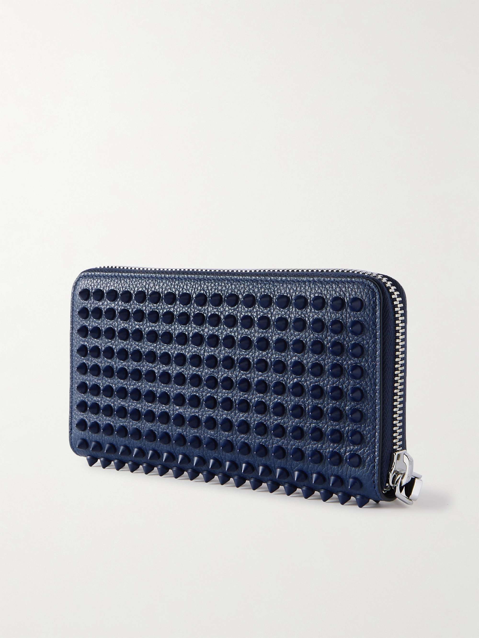 CHRISTIAN LOUBOUTIN Spiked Full-Grain Leather Zip-Around Wallet