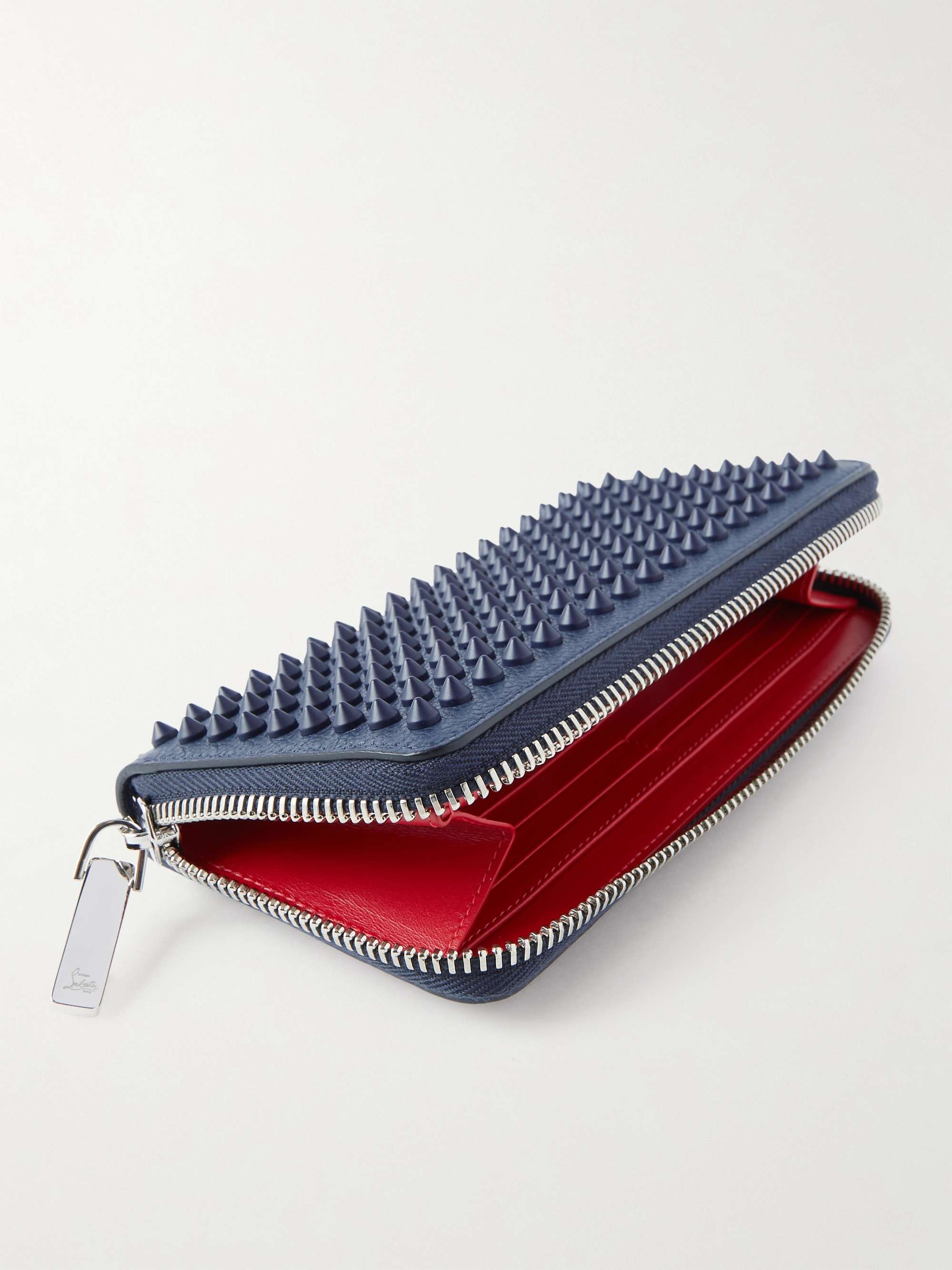 CHRISTIAN LOUBOUTIN Spiked Full-Grain Leather Zip-Around Wallet
