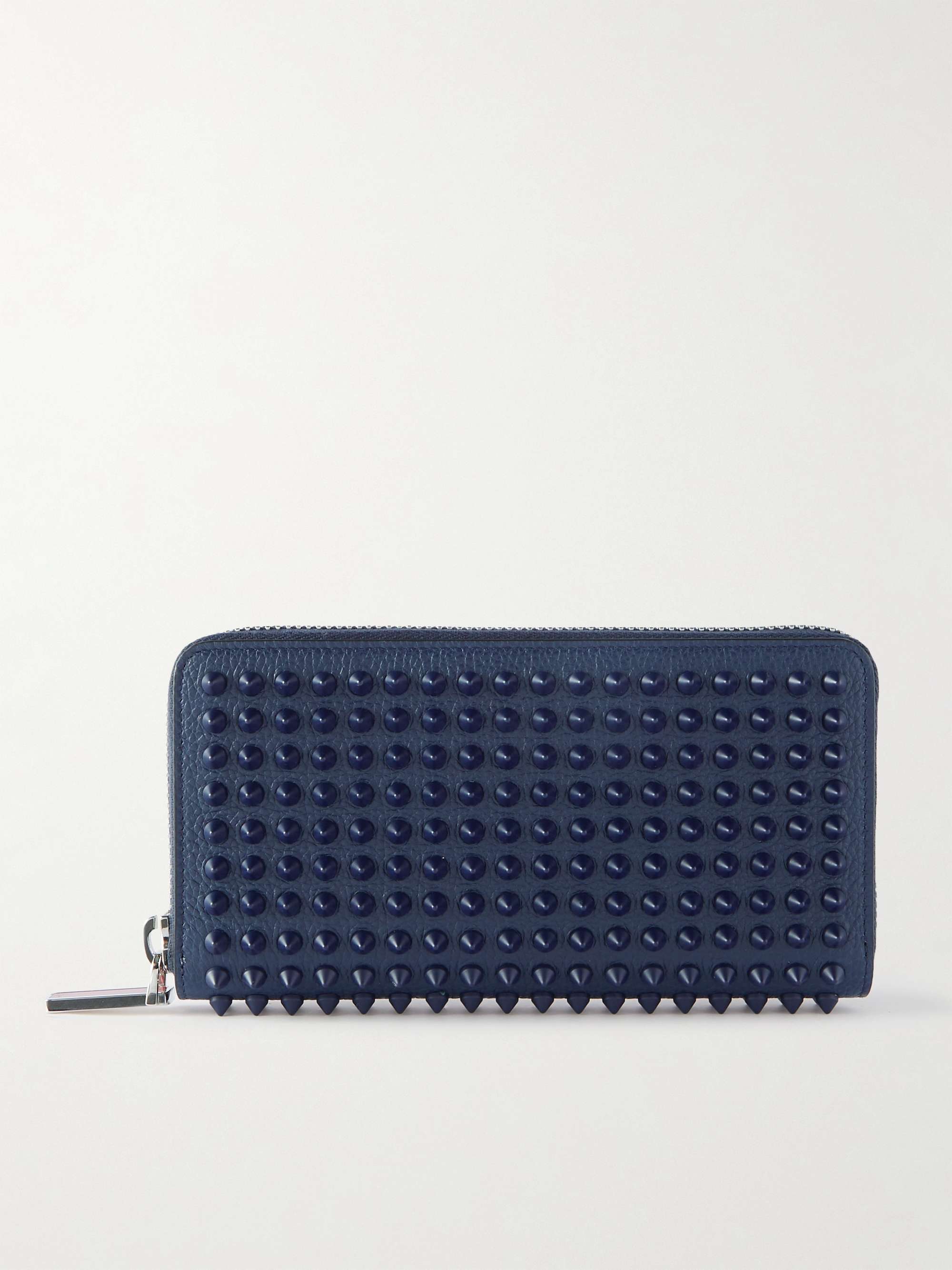 CHRISTIAN LOUBOUTIN Spiked Full-Grain Leather Zip-Around Wallet