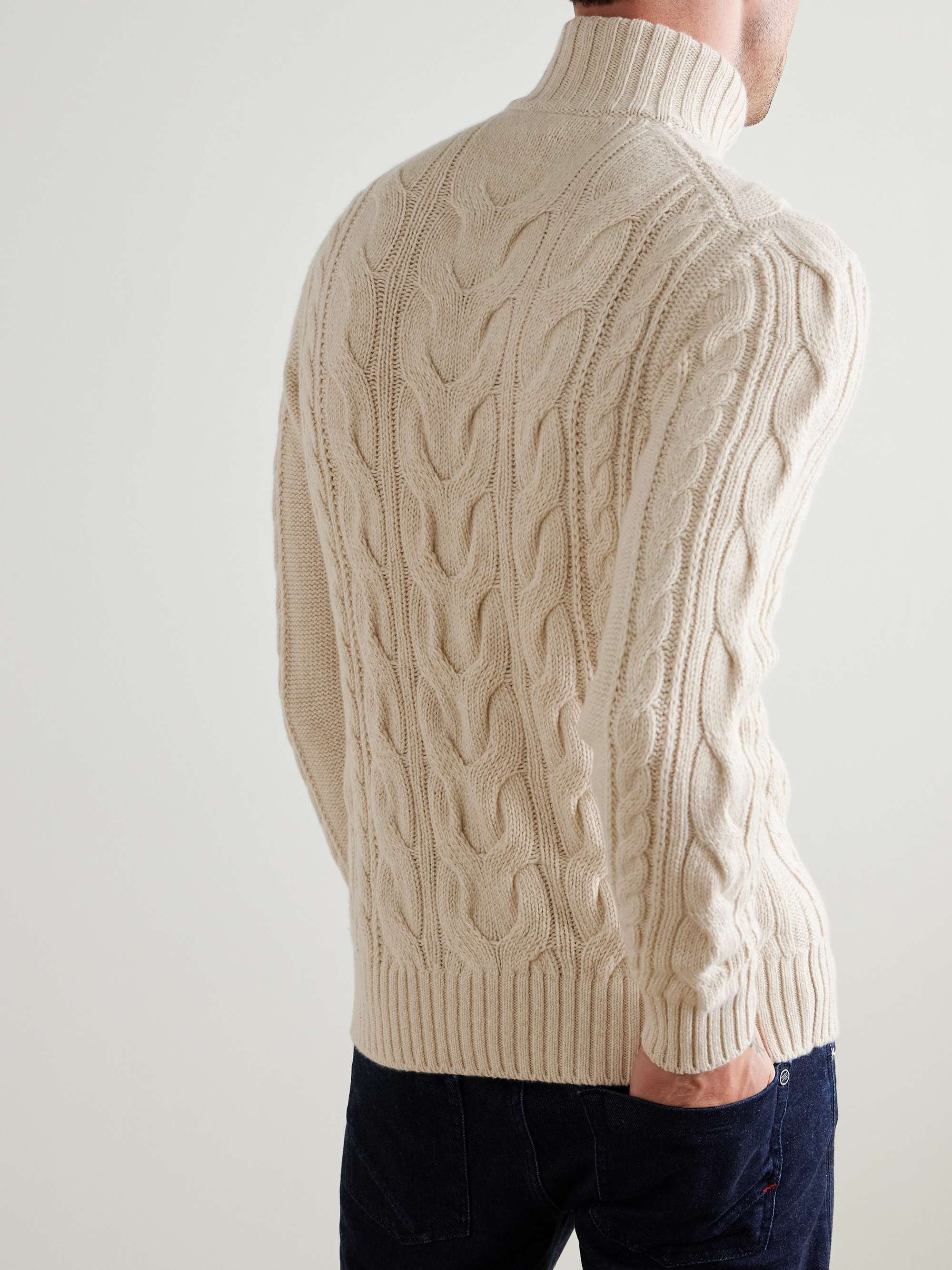 LORO PIANA Cable-Knit Baby Cashmere Half-Zip Sweater