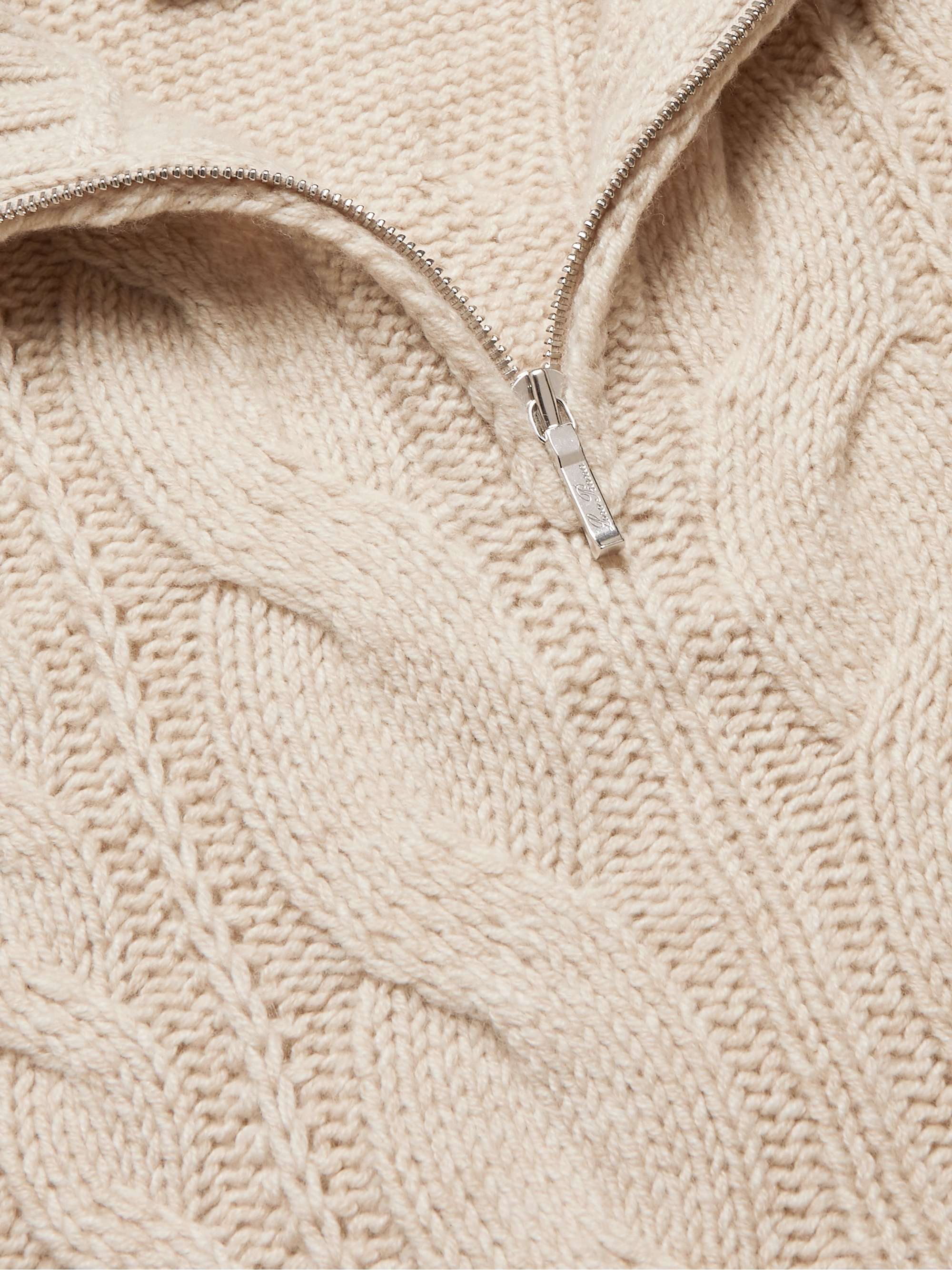LORO PIANA Cable-Knit Baby Cashmere Half-Zip Sweater