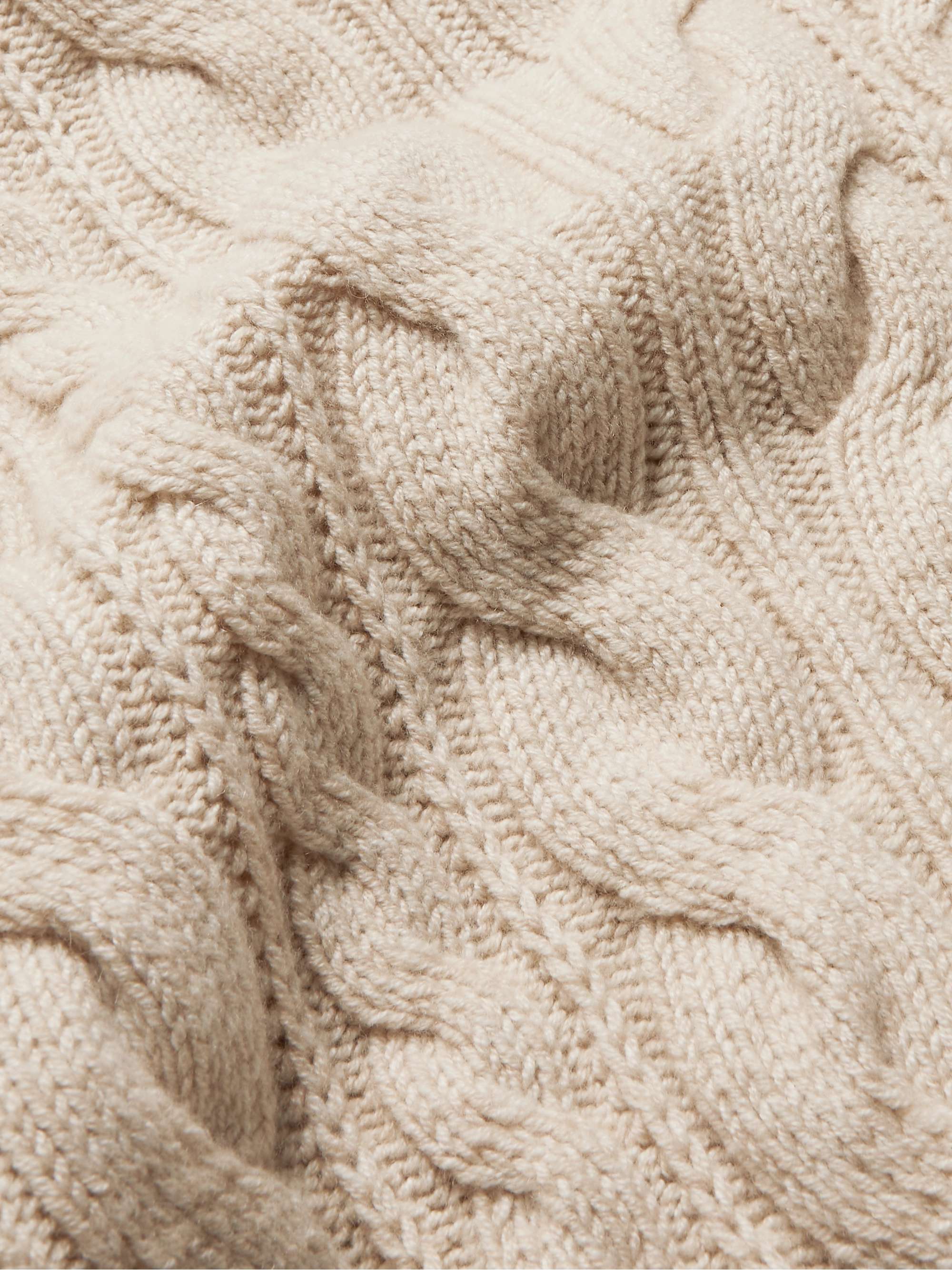 LORO PIANA Cable-Knit Baby Cashmere Half-Zip Sweater