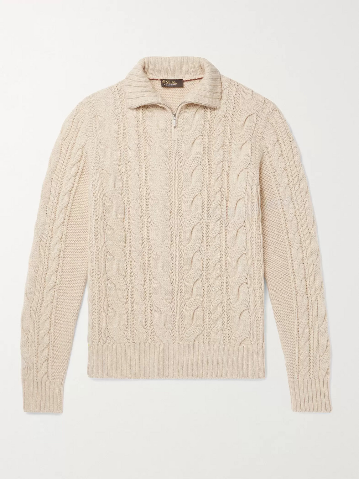 Loro Piana - Cable-Knit Baby Cashmere Half-Zip Sweater - Curated