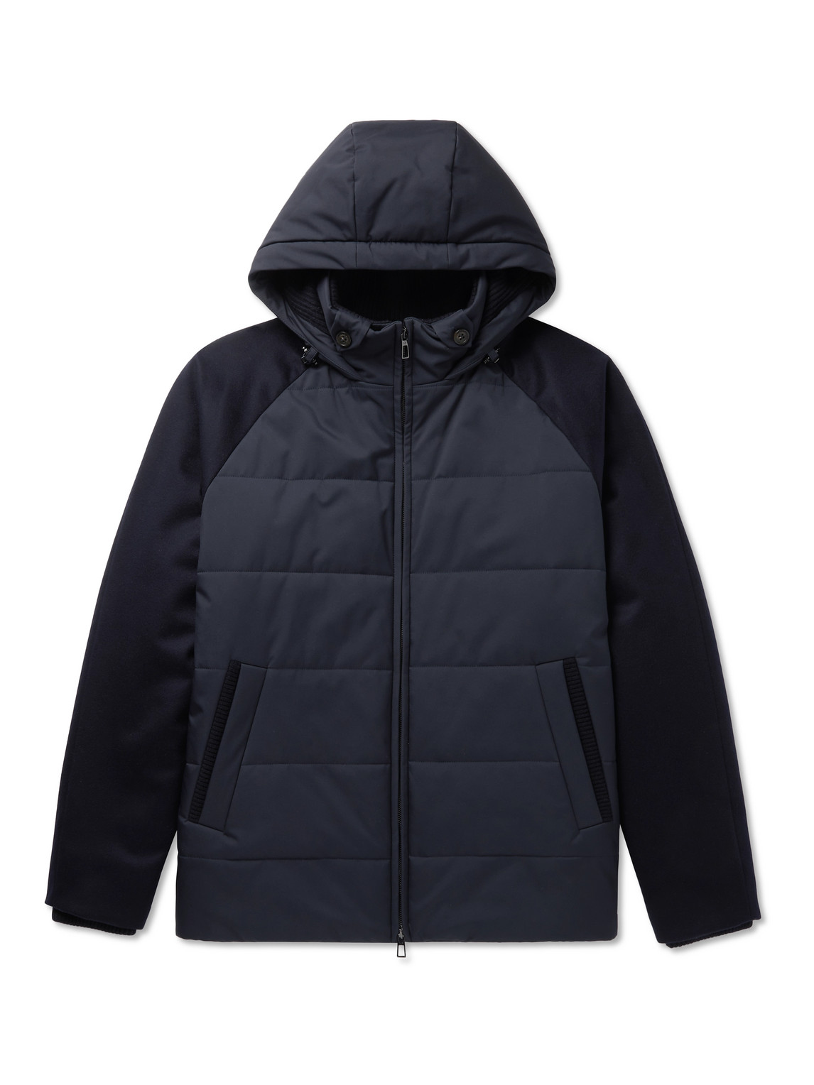 Loro Piana - Cashmere-Trimmed Quilted Softshell Hooded Jacket - Men - Blue - S