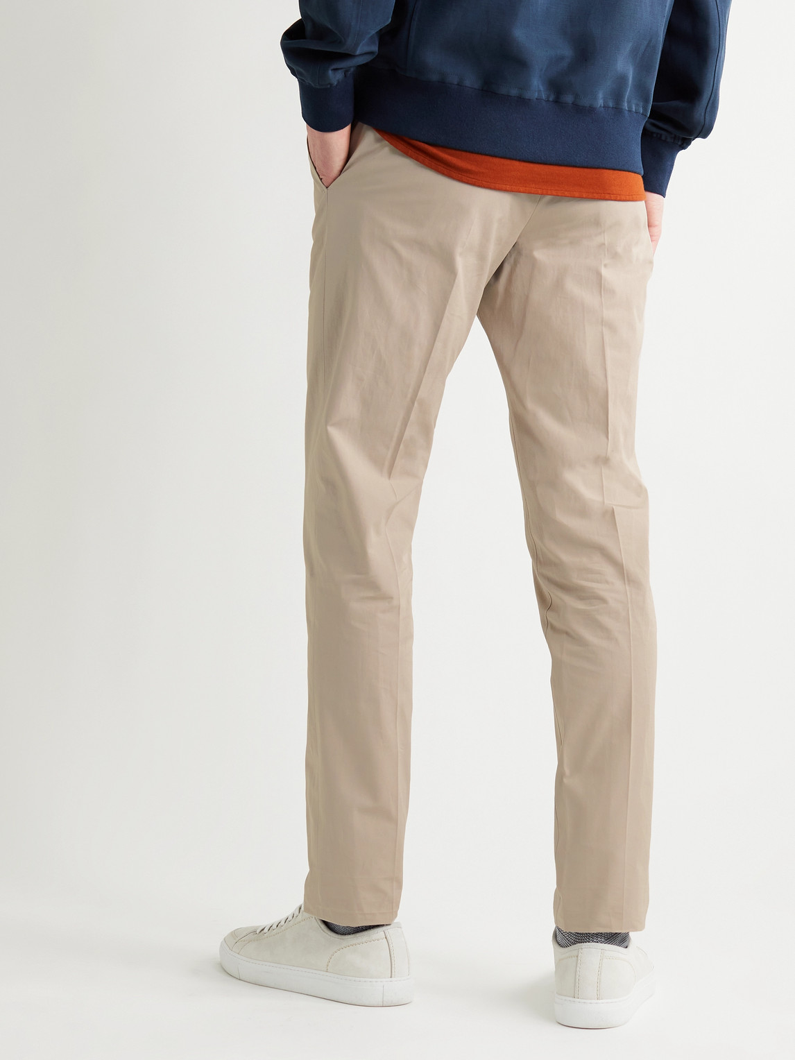 Loro Piana Slim-fit Cotton-blend Poplin Trousers In Neutrals