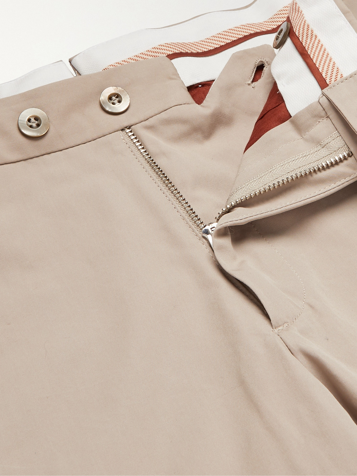 Loro Piana Slim-fit Cotton-blend Poplin Trousers In Neutrals