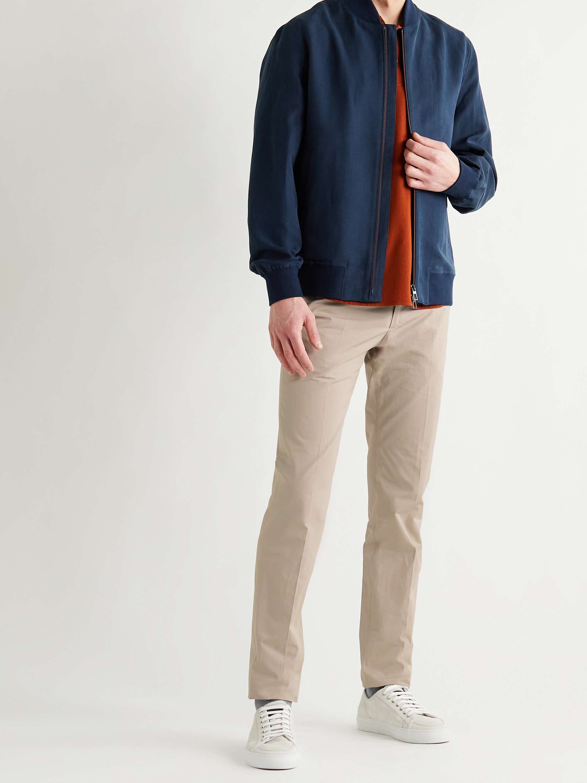 LORO PIANA Slim-Fit Cotton-Blend Poplin Trousers