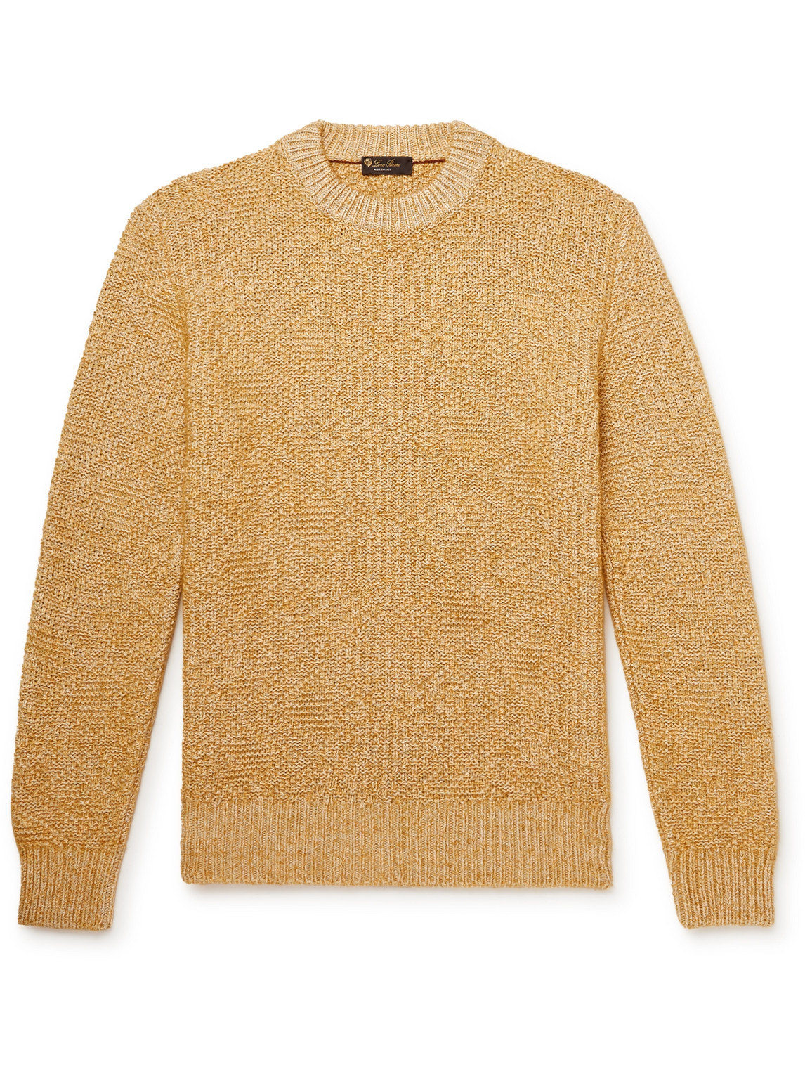 Loro Piana Slim-fit Cable-knit Silk And Cashmere-blend Sweater In Yellow