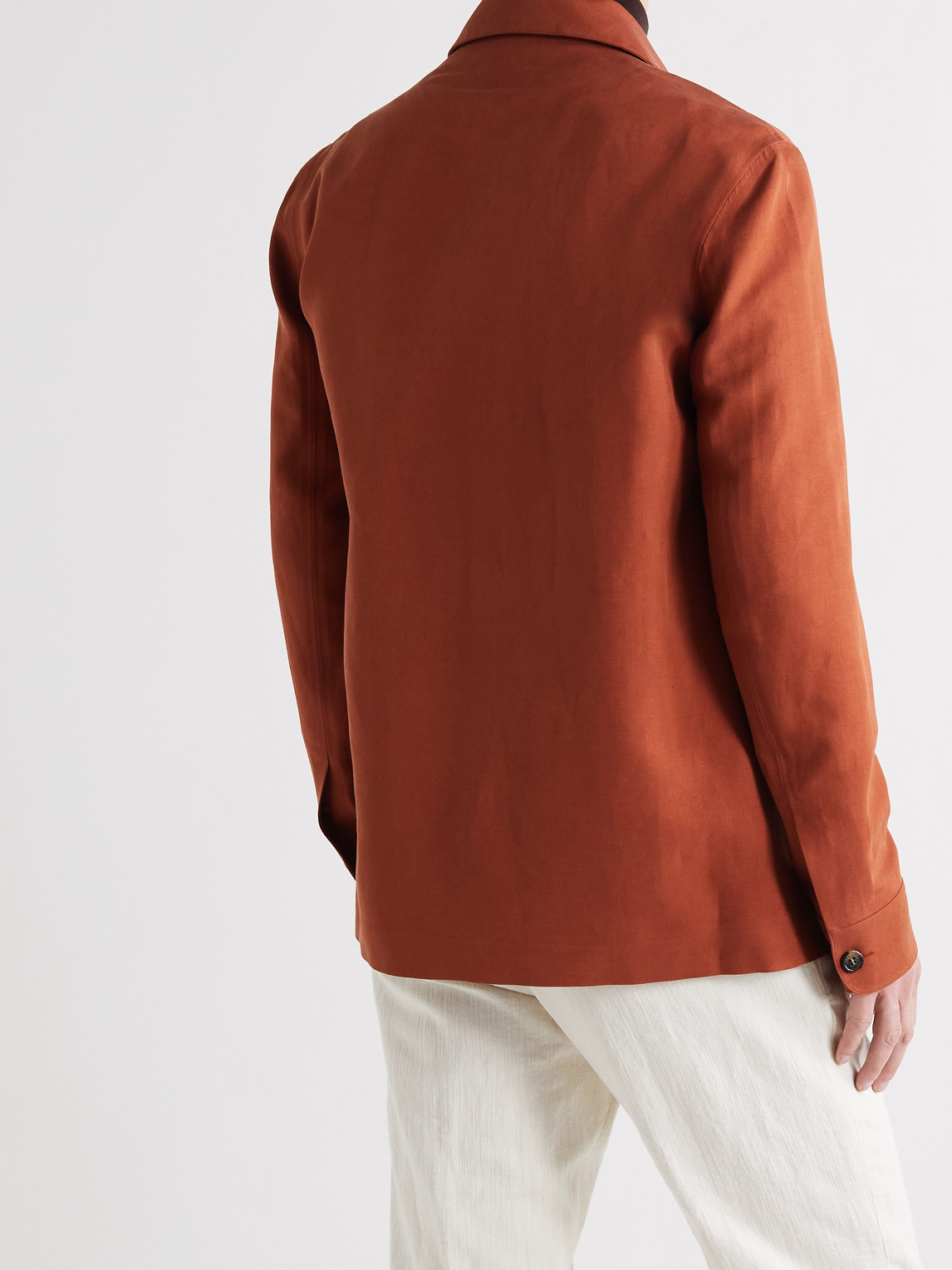 Shop Loro Piana Rain System Linen And Silk-blend Jacket In Red