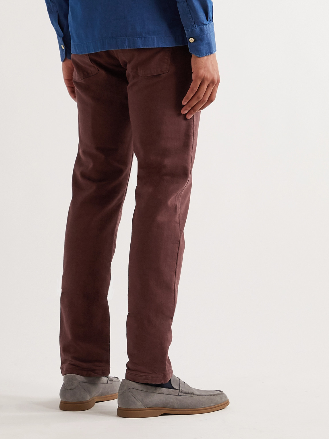 Shop Loro Piana Slim-fit Rain System Denim Jeans In Burgundy