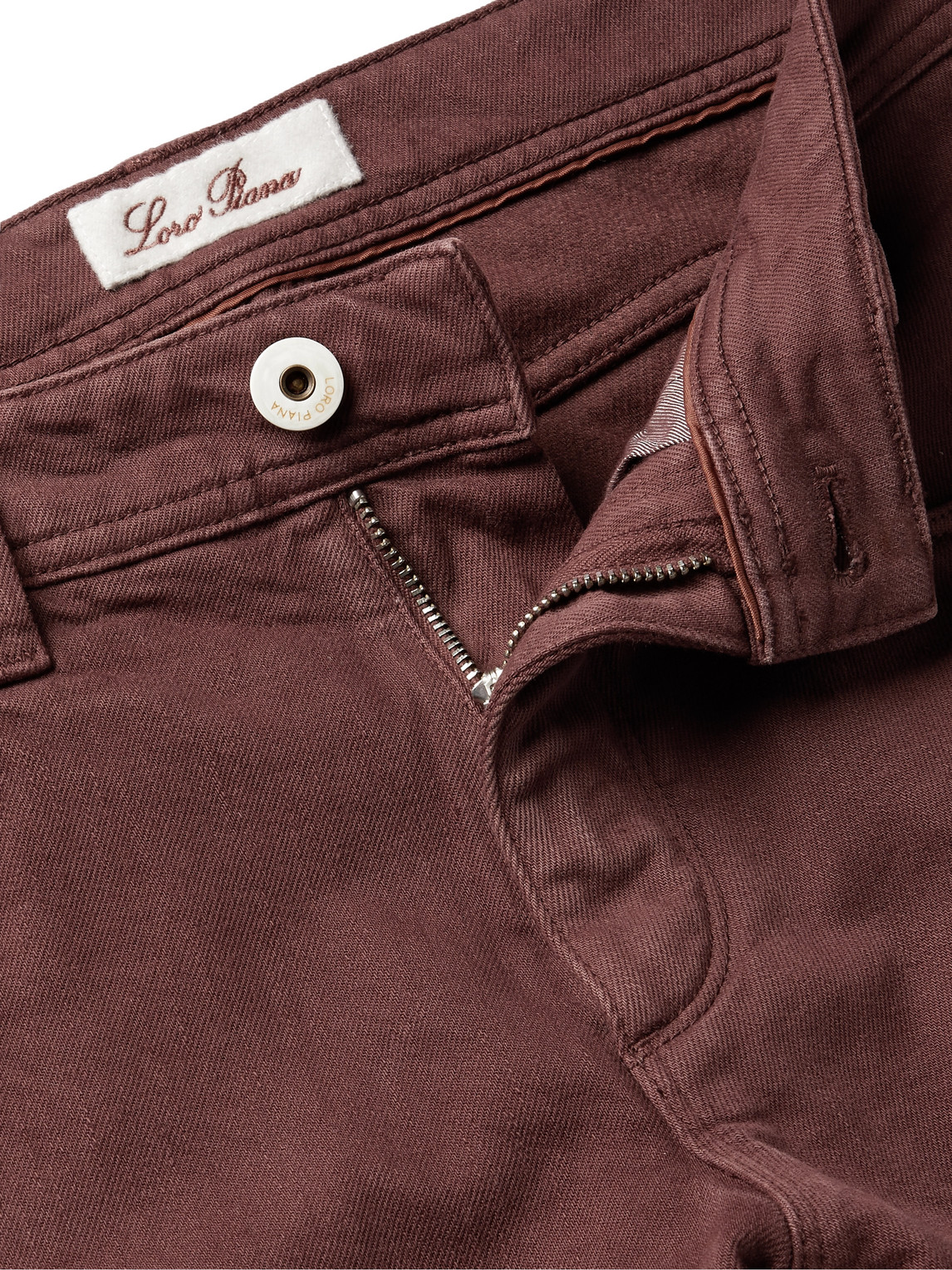 Shop Loro Piana Slim-fit Rain System Denim Jeans In Burgundy