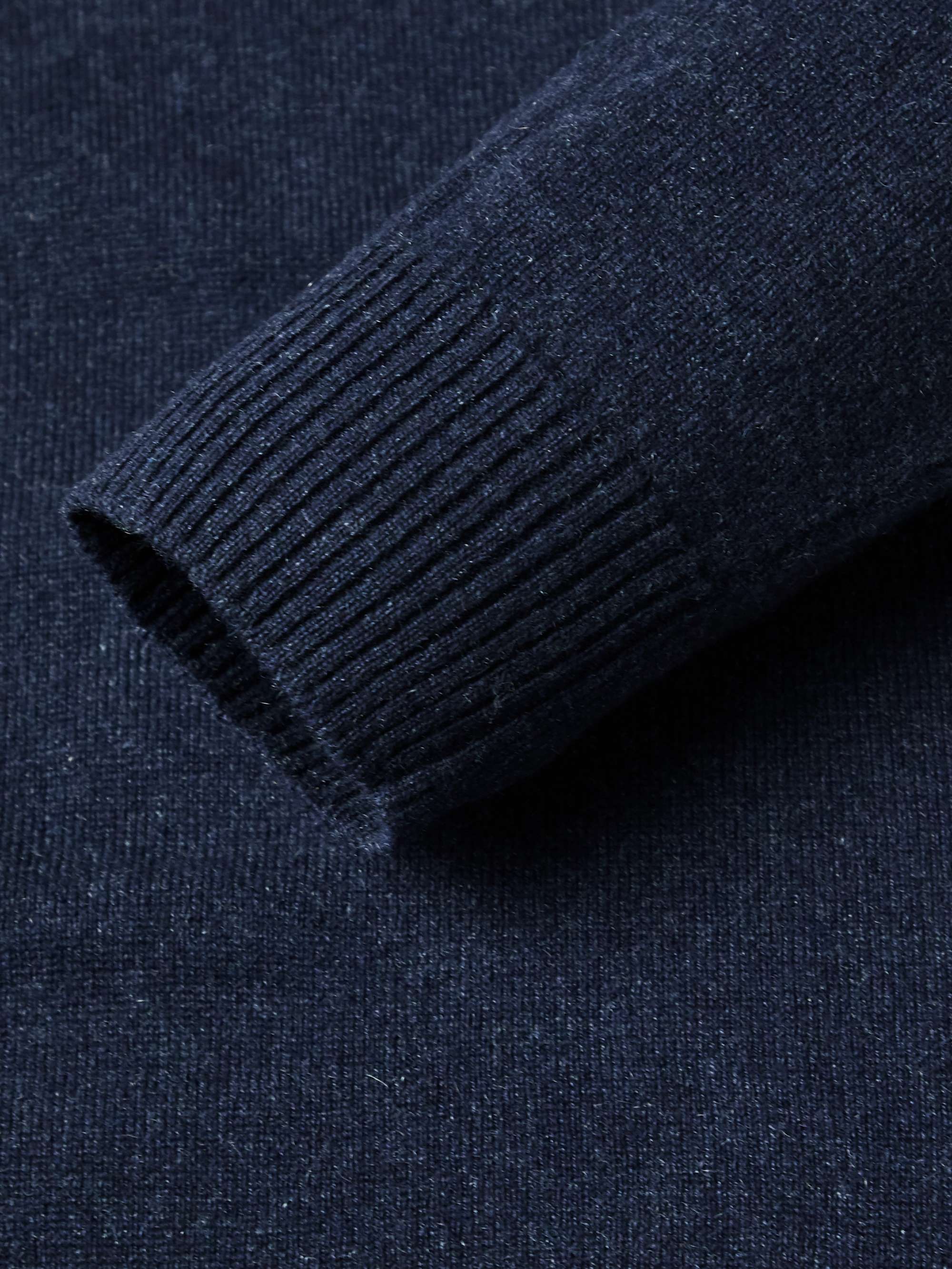 LORO PIANA Suede-Trimmed Cashmere Half-Zip Sweater