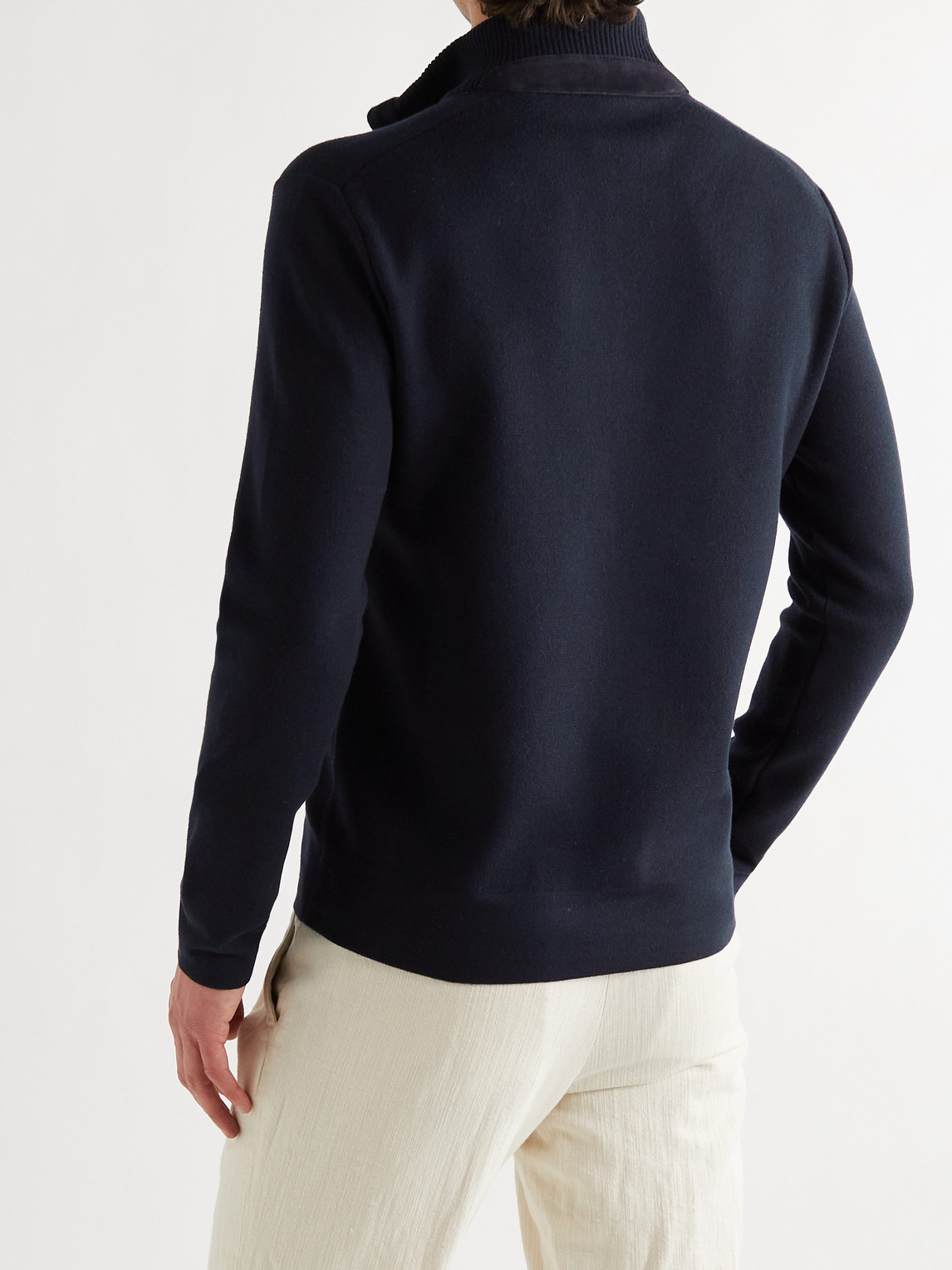 Shop Loro Piana Cashmere Half-zip Sweater In Blue