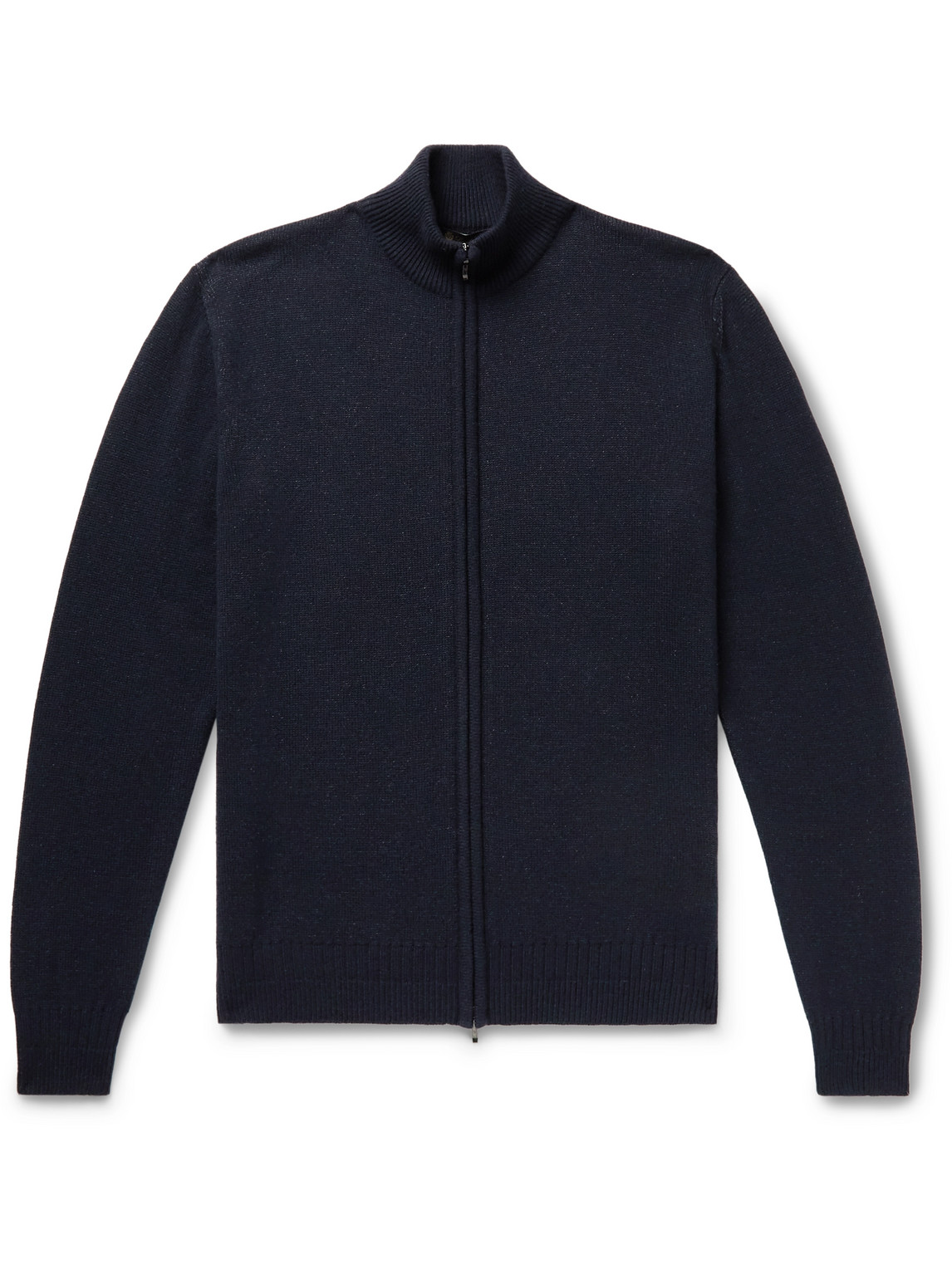Loro Piana Mélange Baby Cashmere And Silk-blend Zip-up Cardigan In Blue