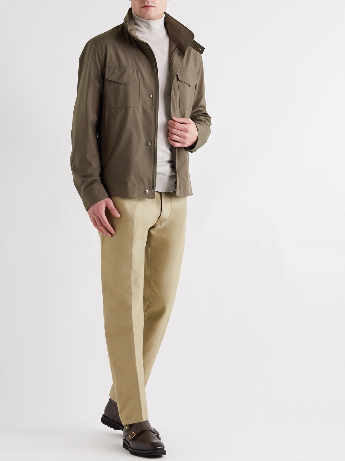 Loro Piana Traveller Storm System Shell Jacket In Green