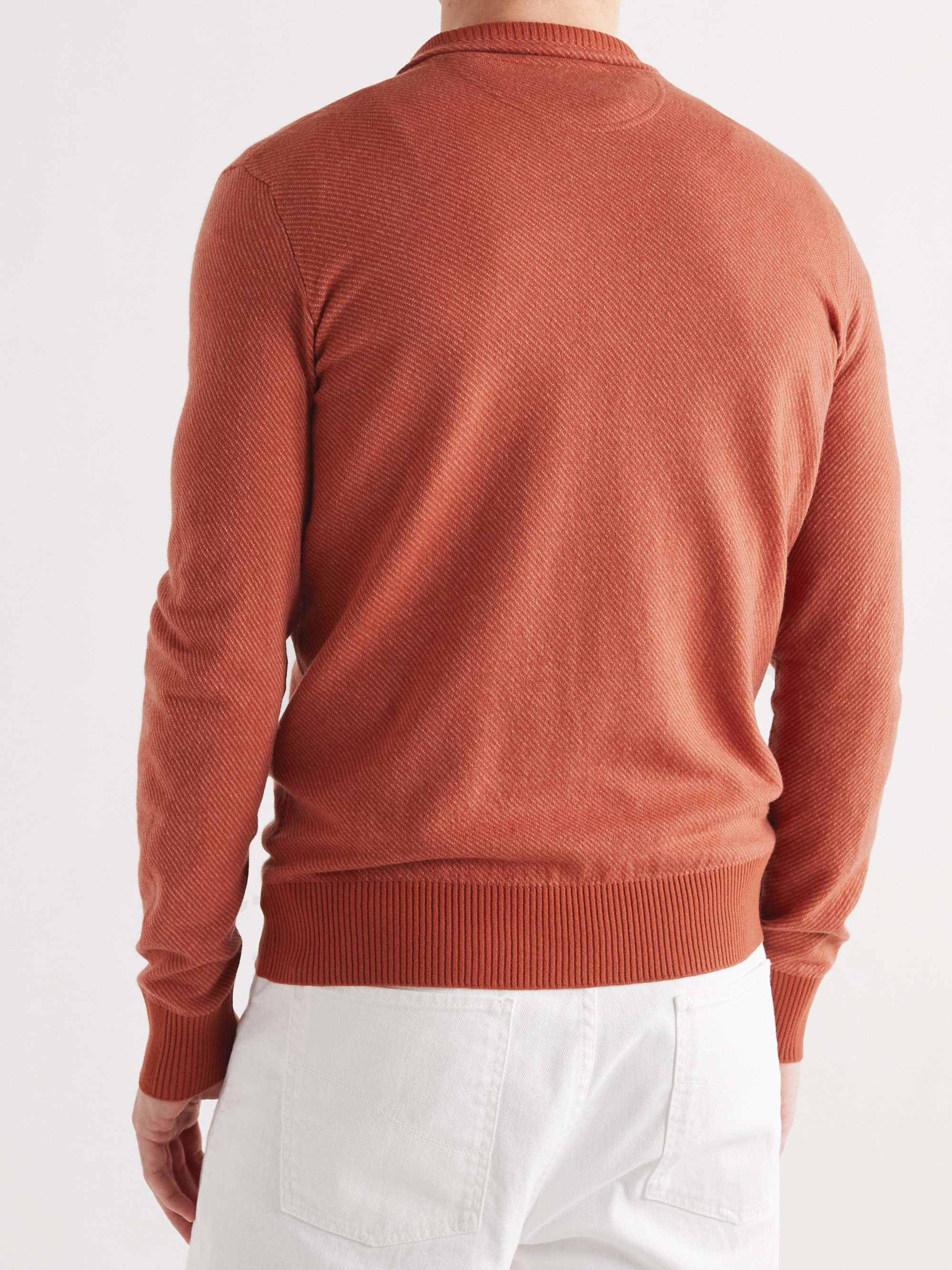 LORO PIANA Roadster Striped Cashmere Half-Zip Sweater