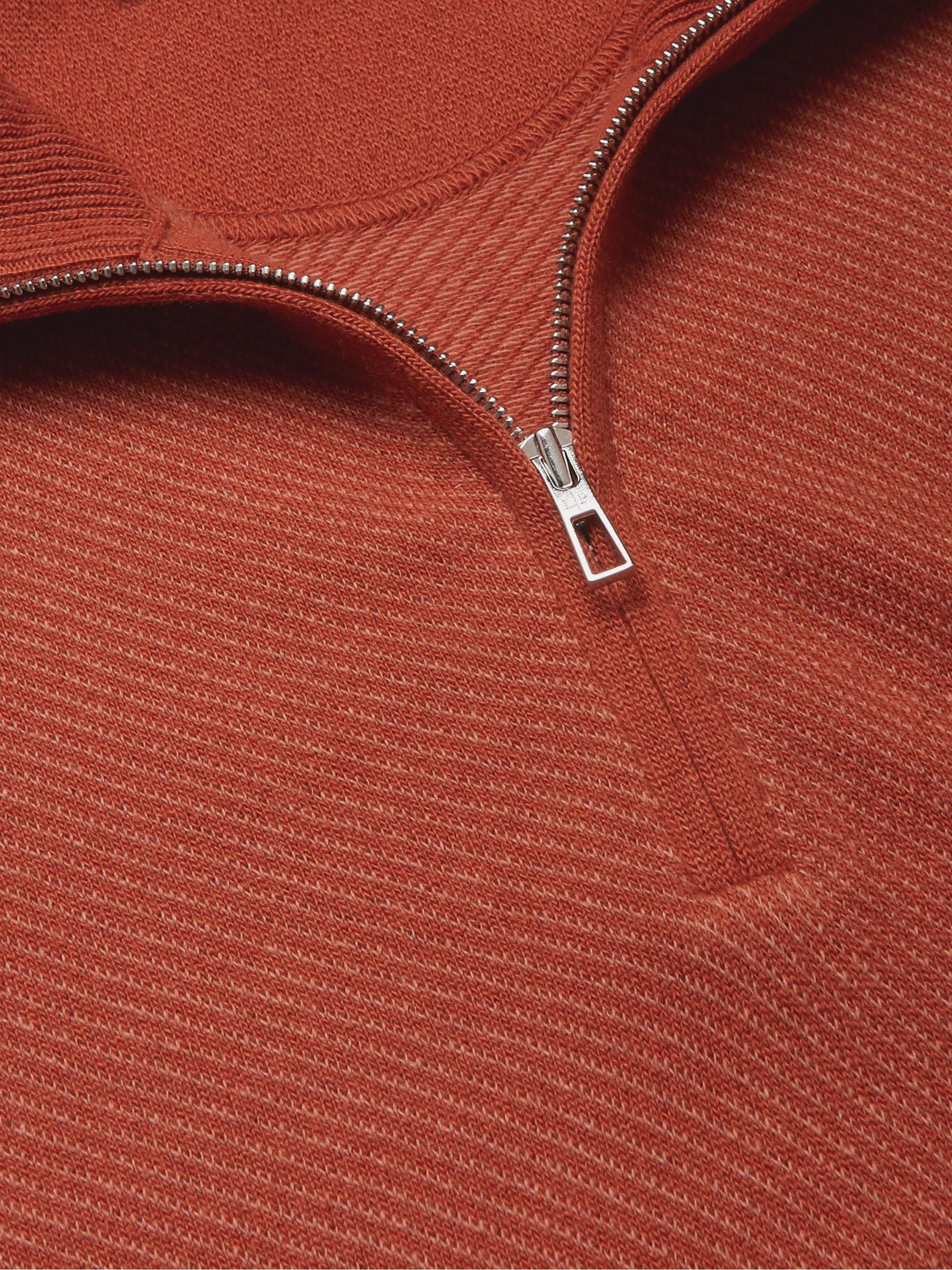 LORO PIANA Roadster Striped Cashmere Half-Zip Sweater