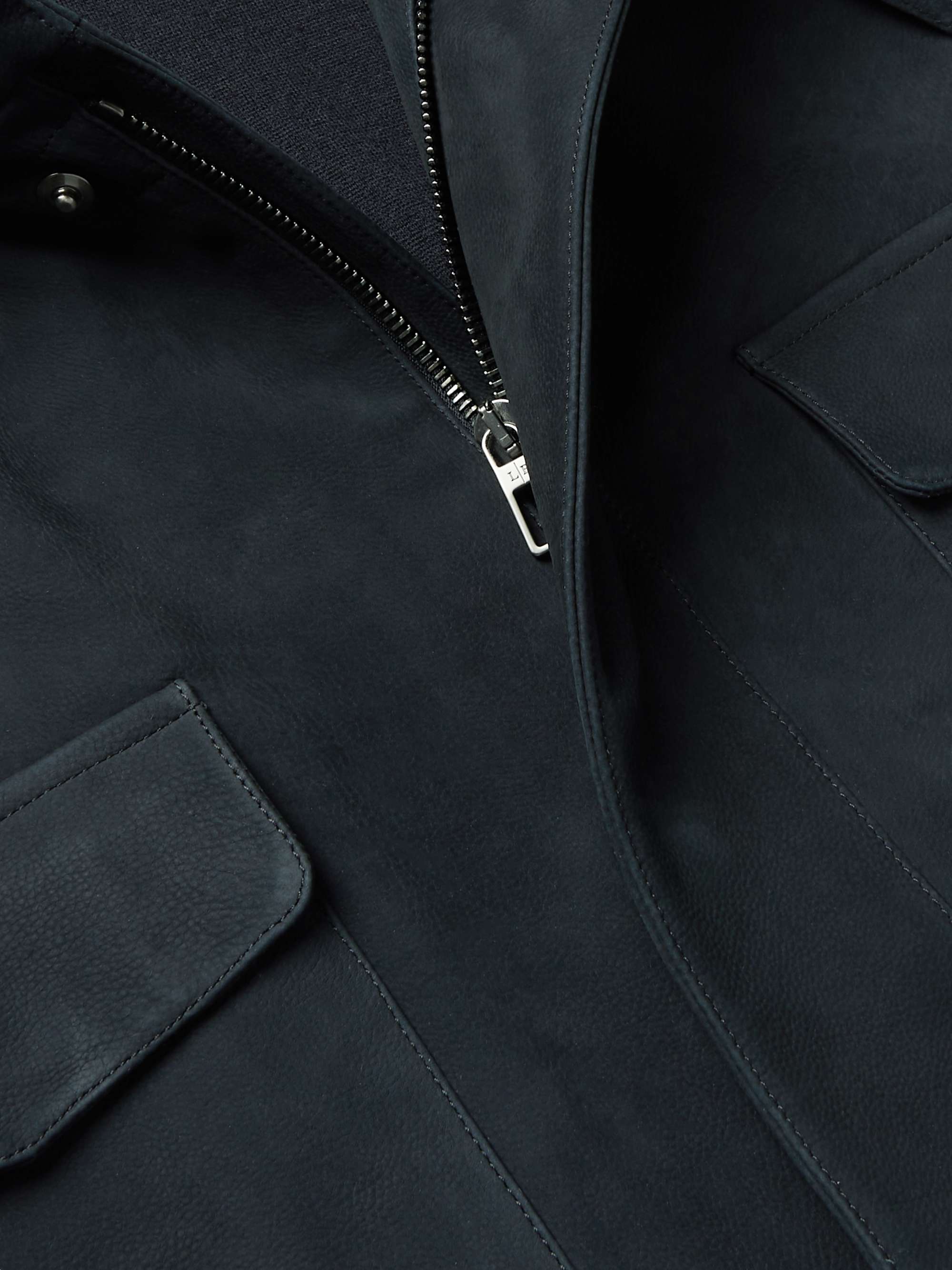 LORO PIANA Traveller Biker Cashmere-Lined Nubuck Jacket