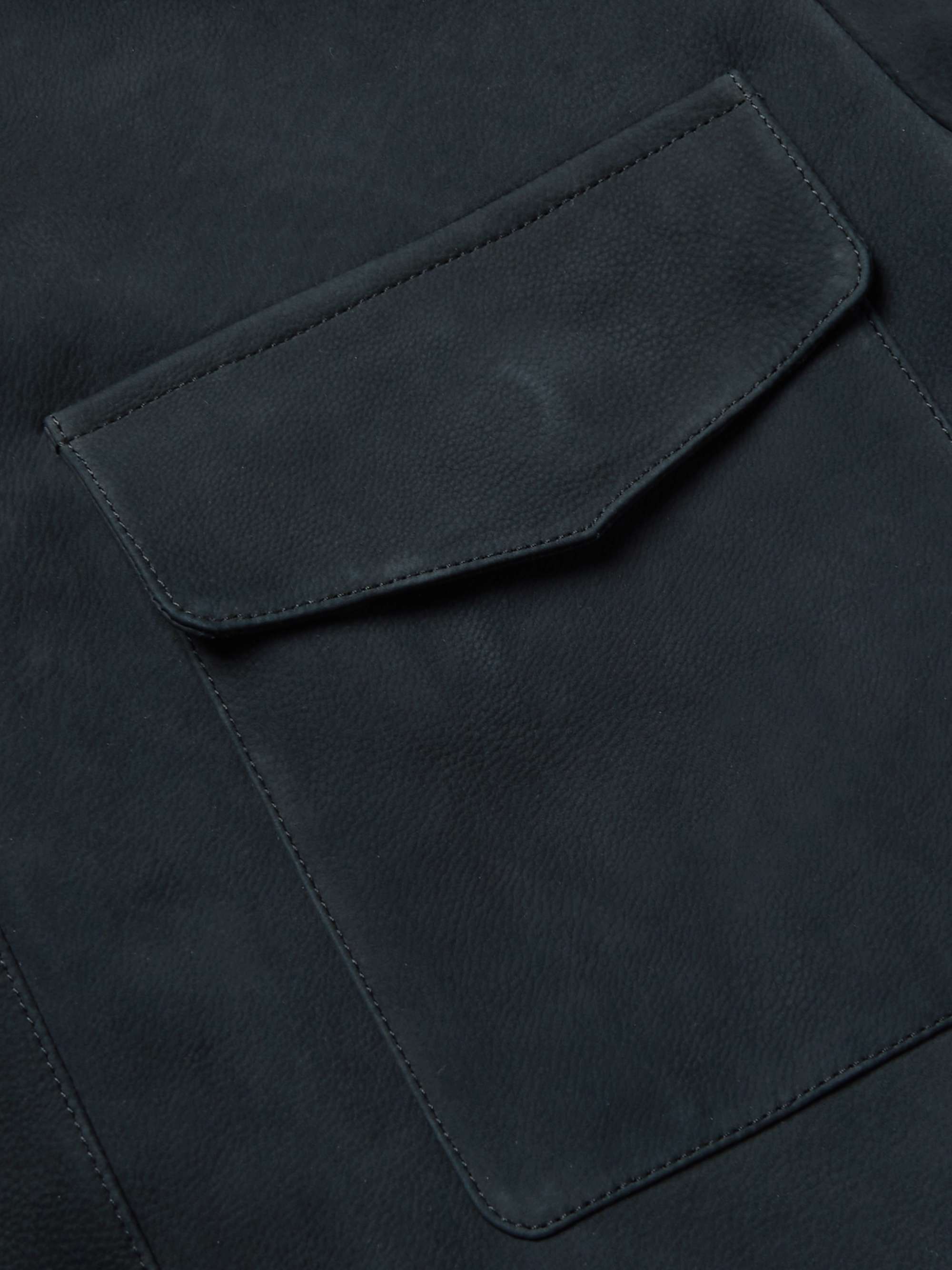 LORO PIANA Traveller Biker Cashmere-Lined Nubuck Jacket