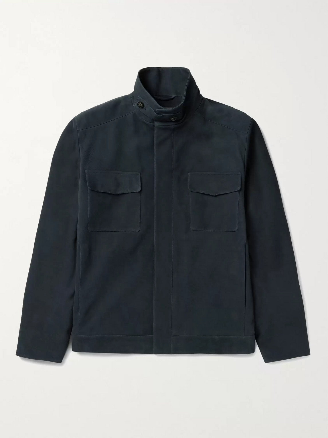 Loro Piana Traveller Biker Cashmere-lined Nubuck Jacket In Blue