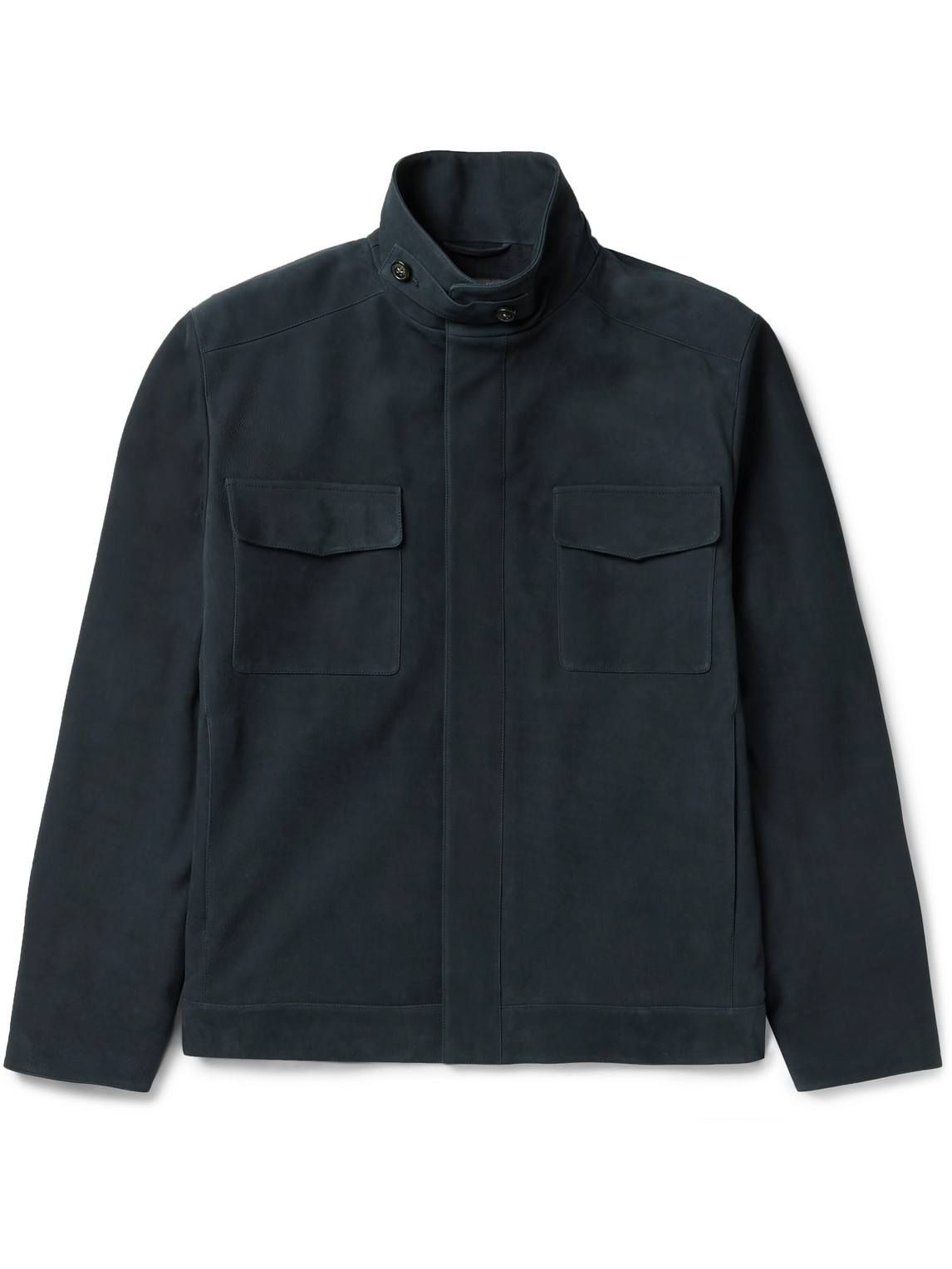 Loro Piana Traveller Biker Cashmere-lined Nubuck Jacket In Blue