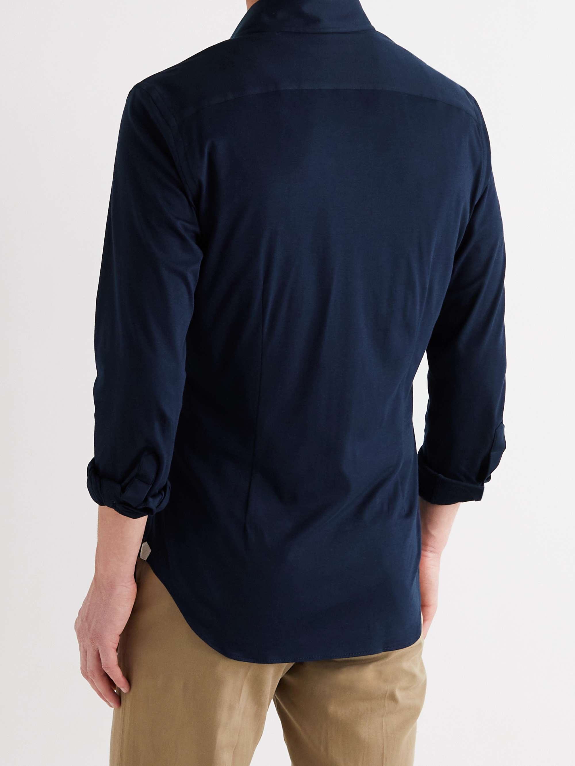 LORO PIANA Andrew Cutaway-Collar Slim-Fit Cotton-Jersey Shirt