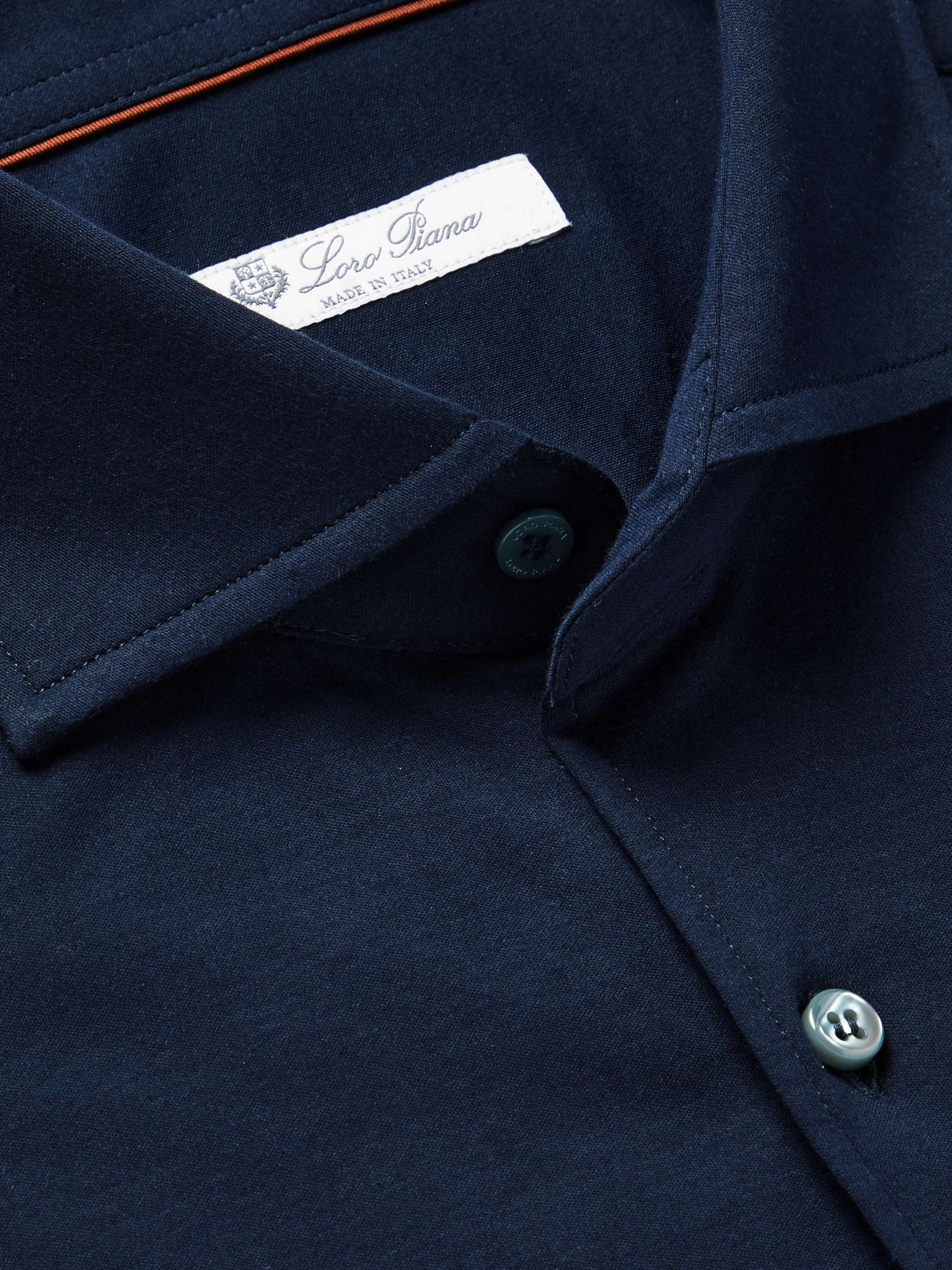 LORO PIANA Andrew Cutaway-Collar Slim-Fit Cotton-Jersey Shirt