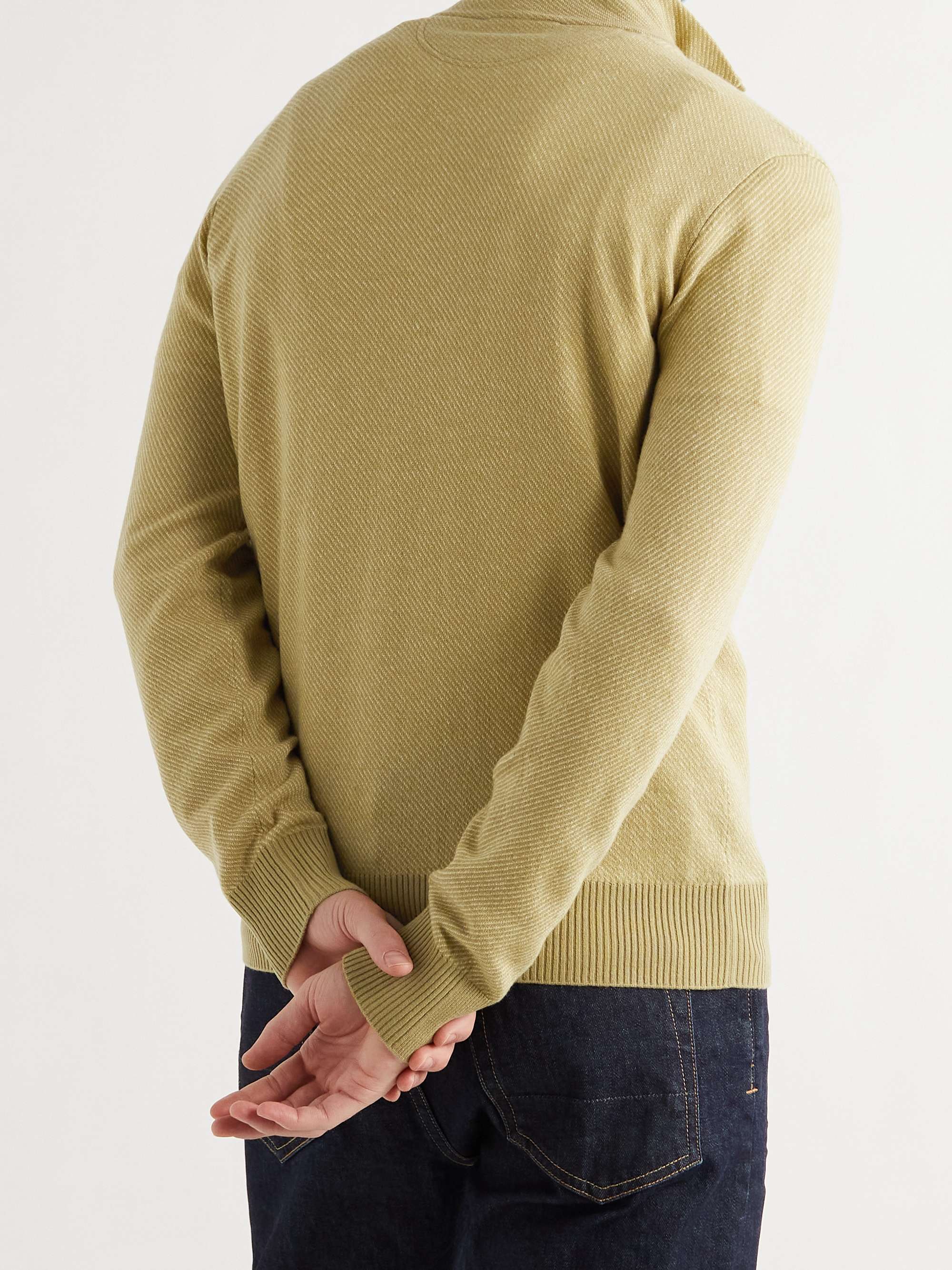 LORO PIANA Roadster Striped Cashmere Half-Zip Sweater