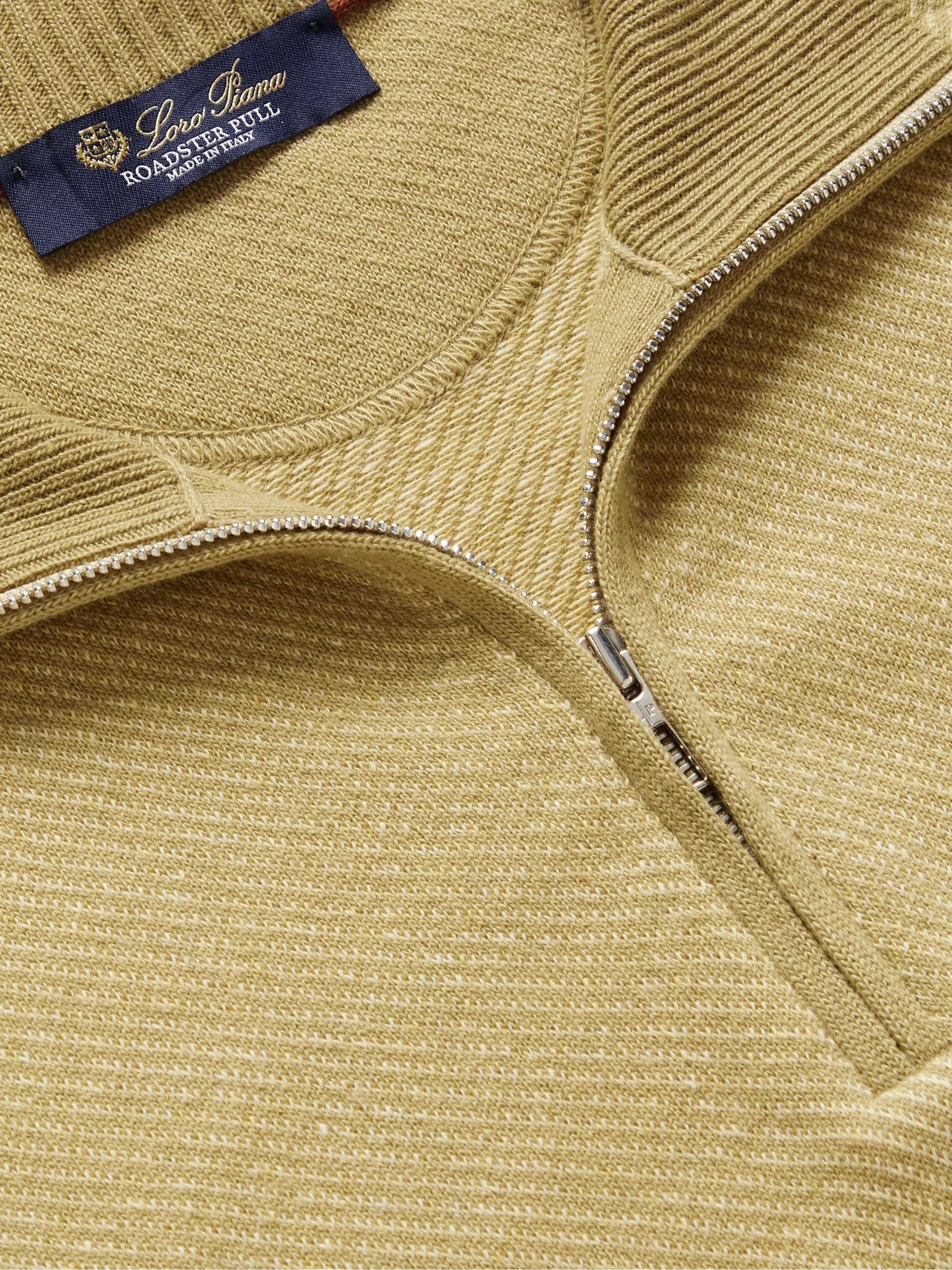 LORO PIANA Roadster Striped Cashmere Half-Zip Sweater