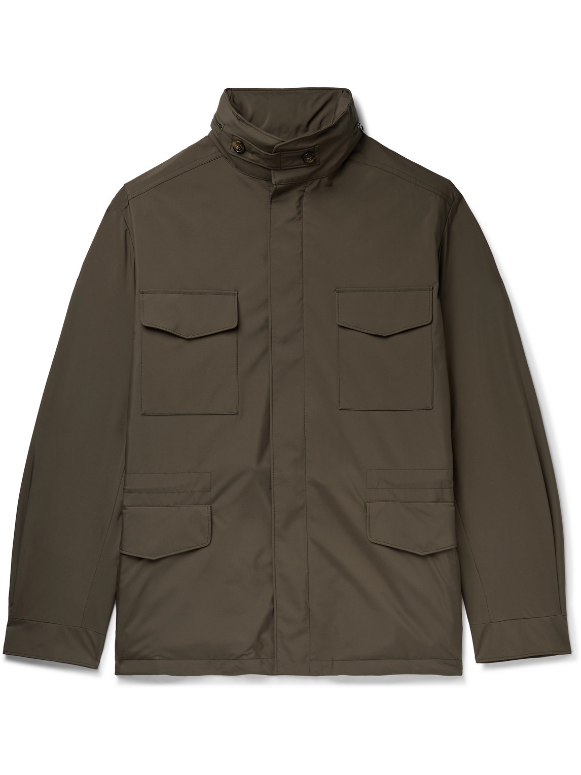 Loro Piana Traveller Windmate Storm System Shell Hooded Field Jacket In Green