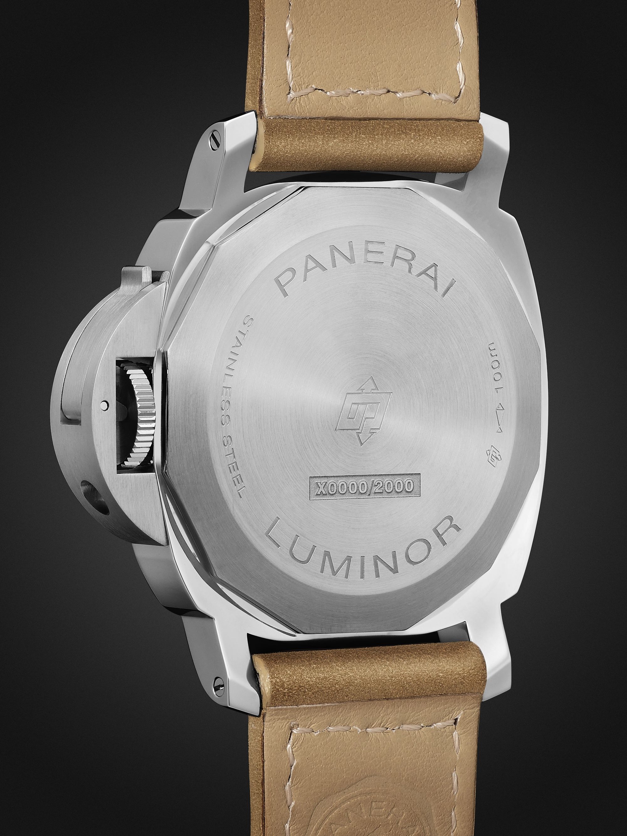 PANERAI Luminor Base Logo Hand-Wound 44mm Stainless Steel and Suede Watch, Ref. No. PAM01086