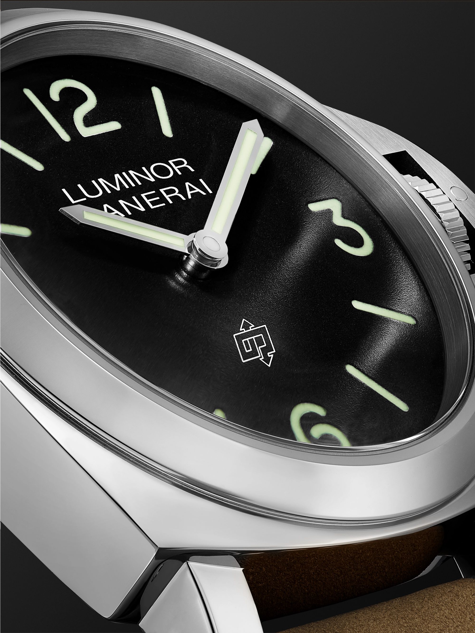 PANERAI Luminor Base Logo Hand-Wound 44mm Stainless Steel and Suede Watch, Ref. No. PAM01086
