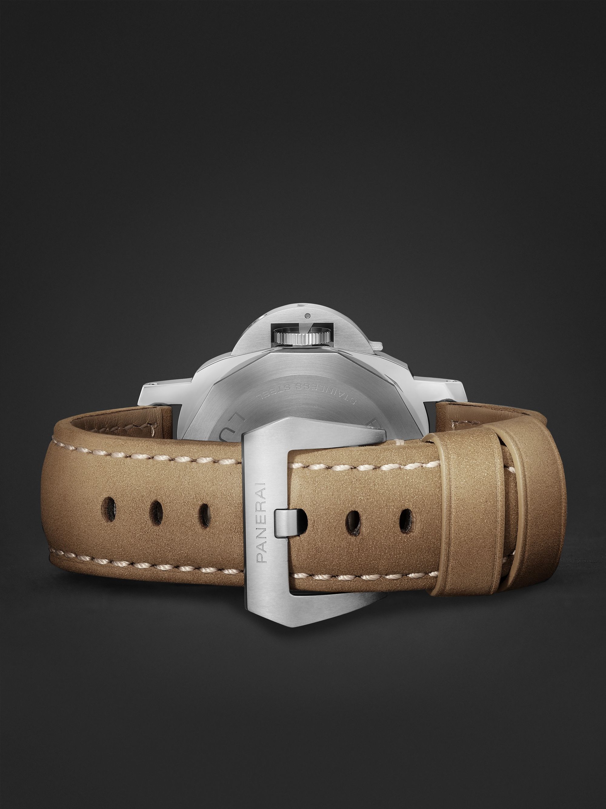 PANERAI Luminor Base Logo Hand-Wound 44mm Stainless Steel and Suede Watch, Ref. No. PAM01086