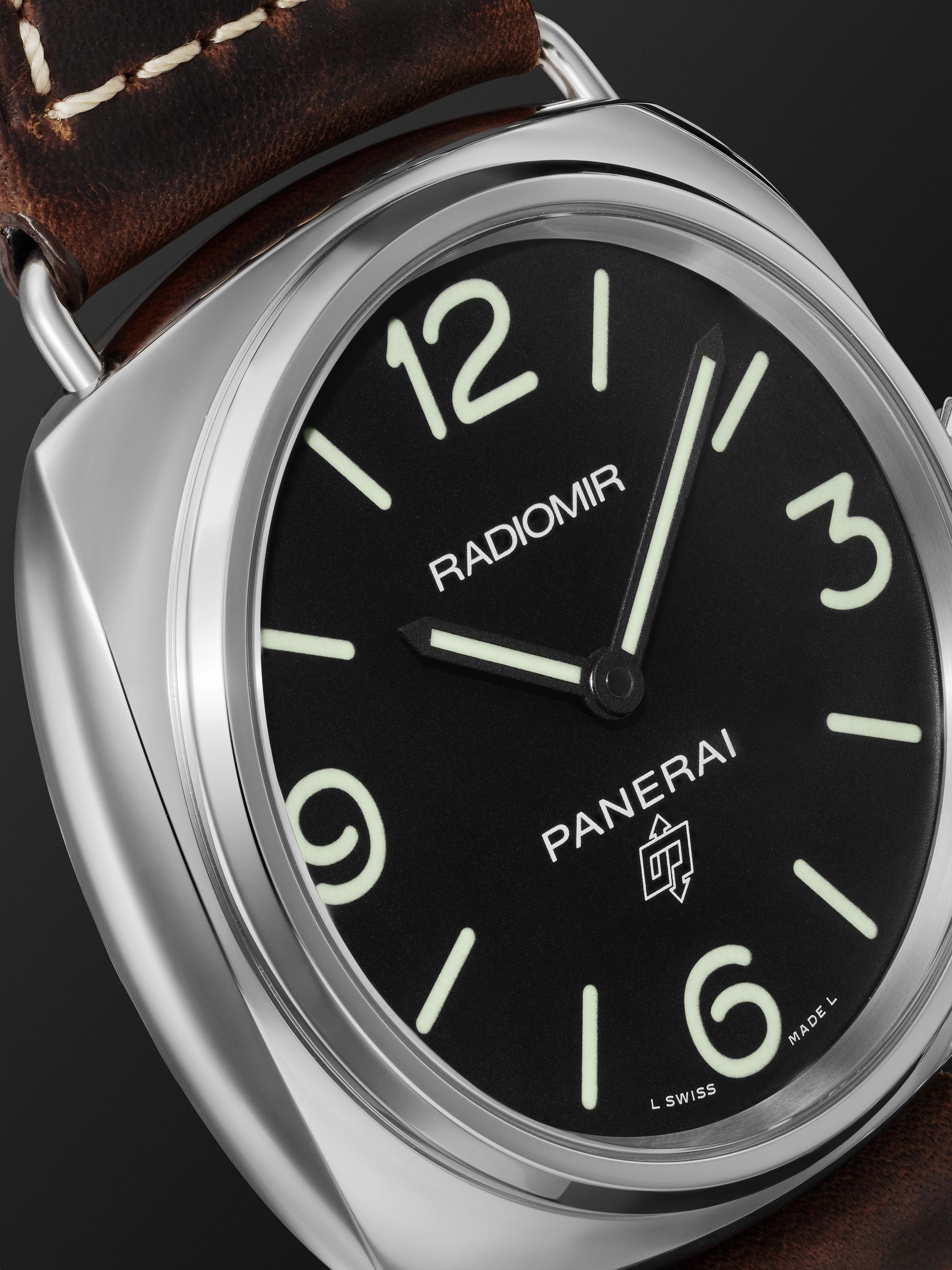 PANERAI Radiomir Base Logo Hand-Wound 45mm Stainless Steel and Leather Watch, Ref. No. PAM00753