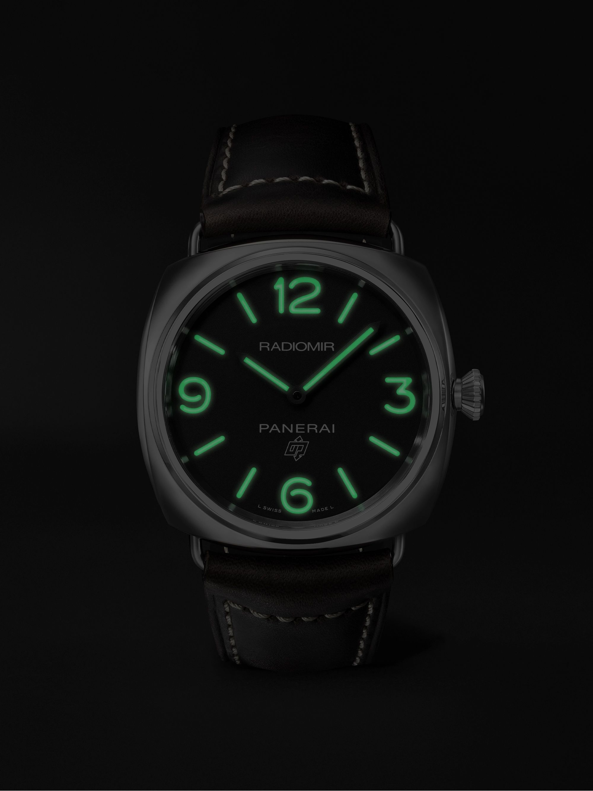PANERAI Radiomir Base Logo Hand-Wound 45mm Stainless Steel and Leather Watch, Ref. No. PAM00753