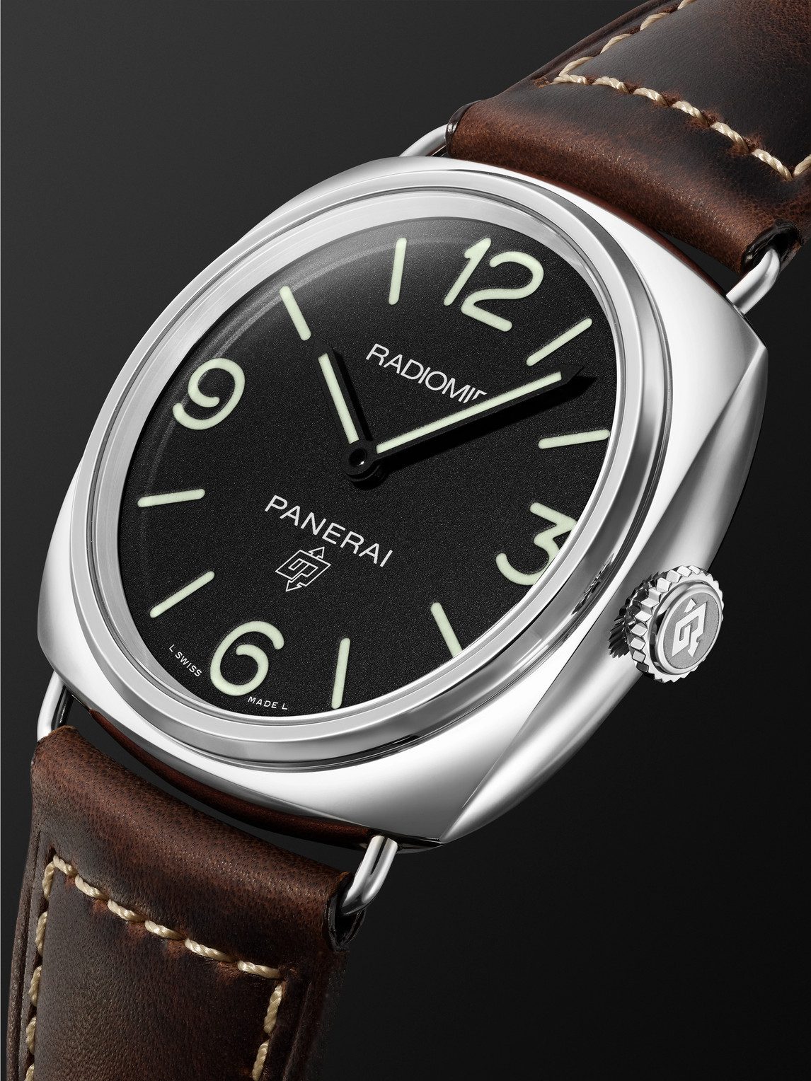  Panerai - Radiomir Base Logo Hand-wound 45mm Stainless Steel And Leather Watch, Ref. No. Pam00753 - Men - Black 