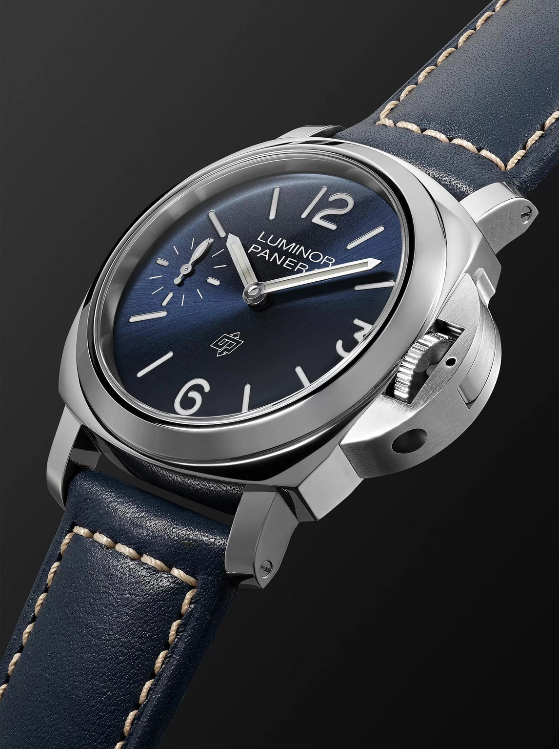  Panerai - Luminor Blu Mare Hand-wound 44mm Stainless Steel And Leather Watch, Ref. No. Pam01085 - Men - Blue 