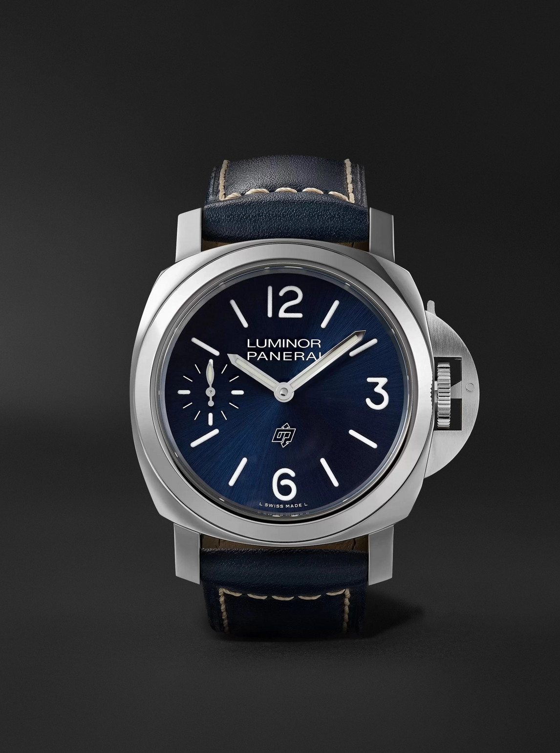 Panerai – Luminor Blu Mare Hand-Wound 44mm Stainless Steel and Leather Watch, Ref. No. PAM01085