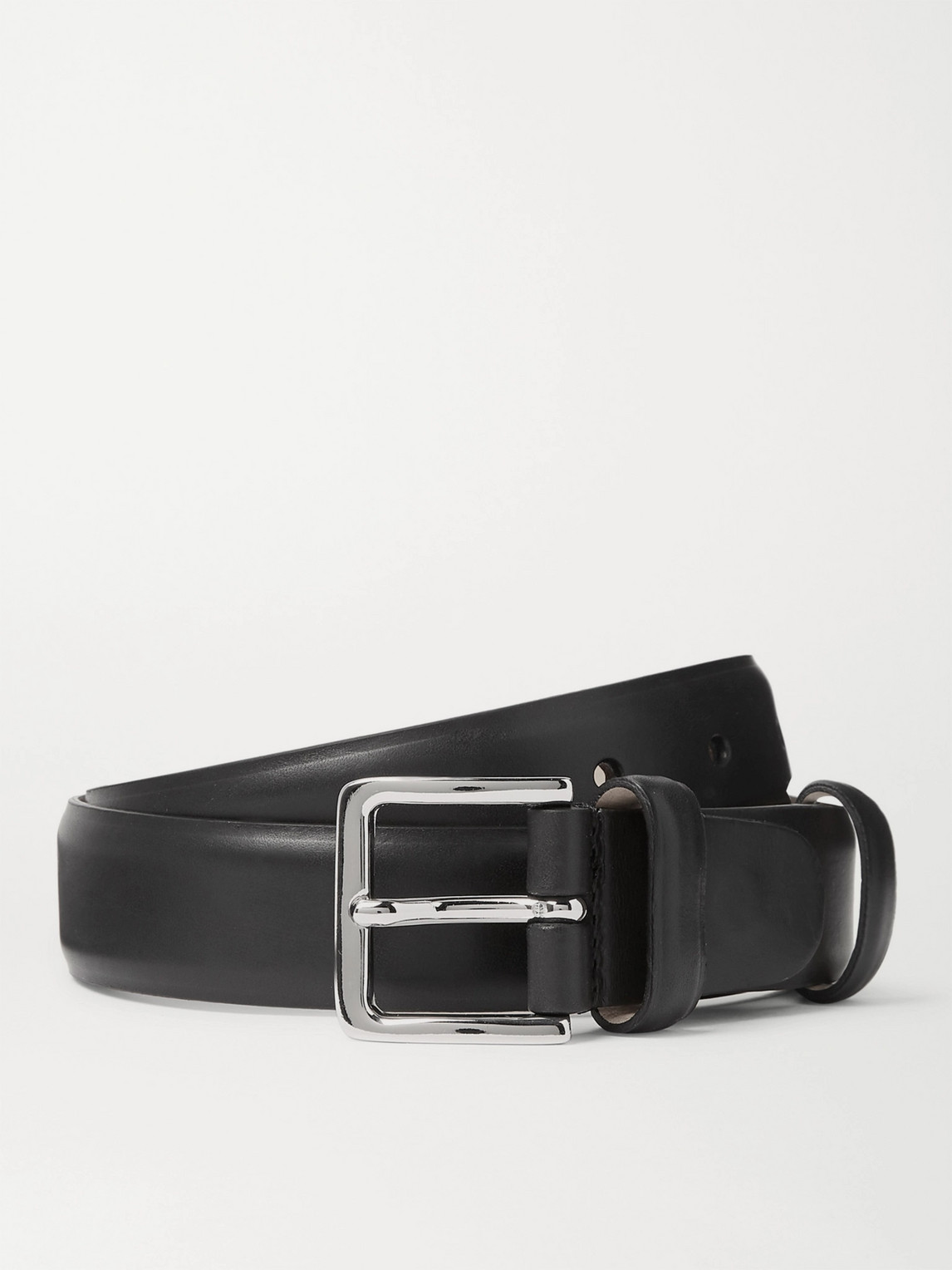 Mr P 3cm Leather Belt In Black