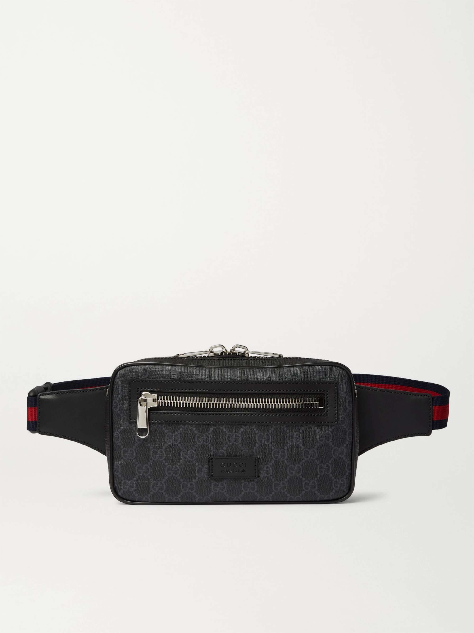 GUCCI Leather-Trimmed Monogrammed Coated-Canvas Belt Bag | MR PORTER