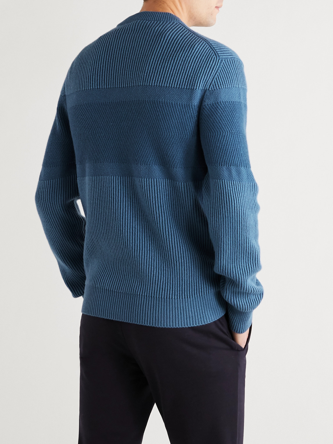 Shop Loro Piana Ribbed Cashmere Sweater In Blue