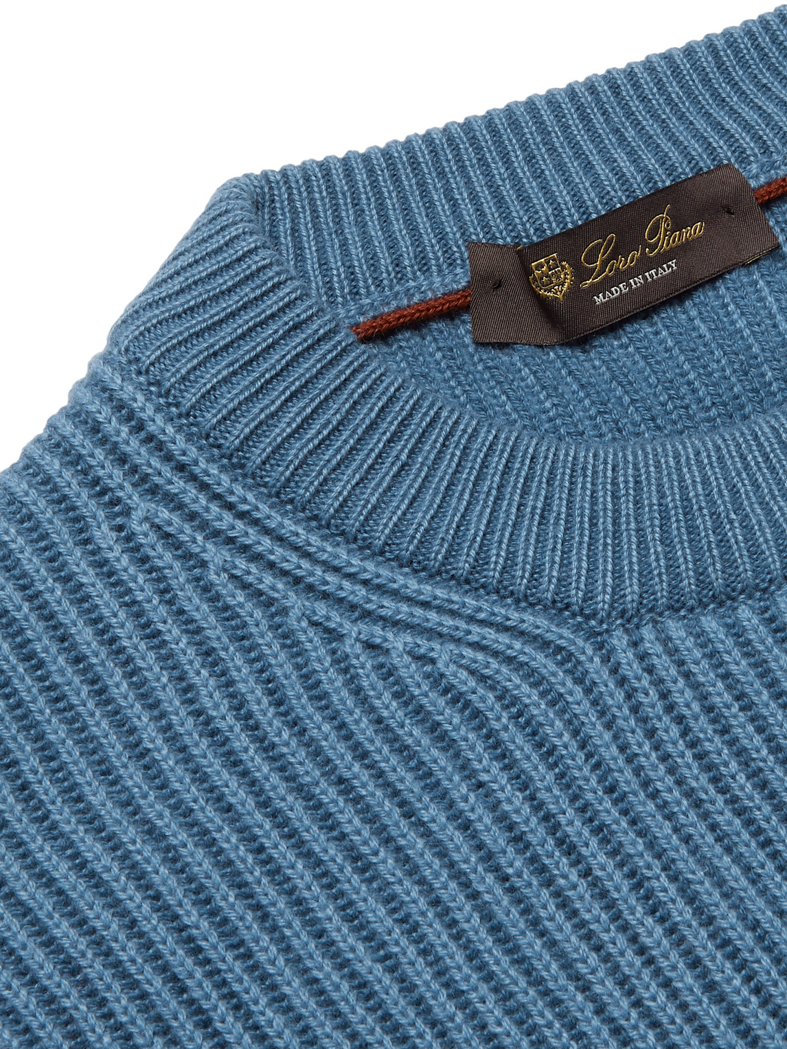 Shop Loro Piana Ribbed Cashmere Sweater In Blue