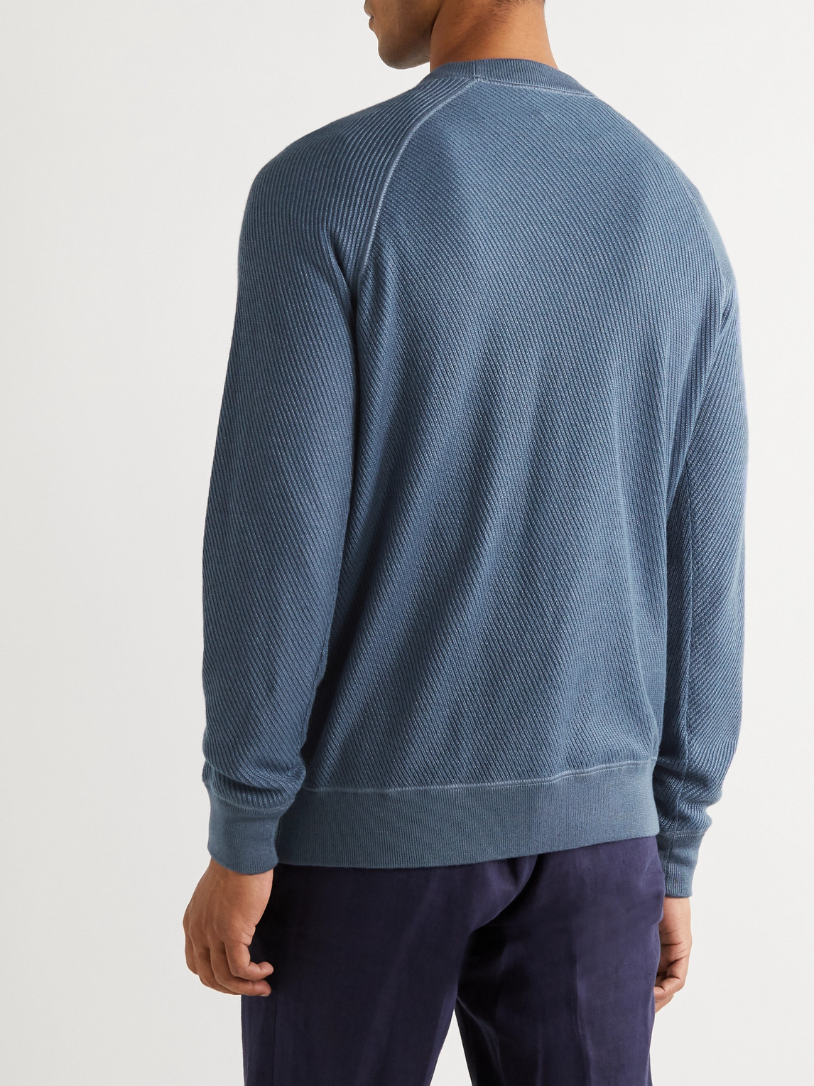 Loro Piana Ribbed Cashmere And Silk-blend Sweater In Blue