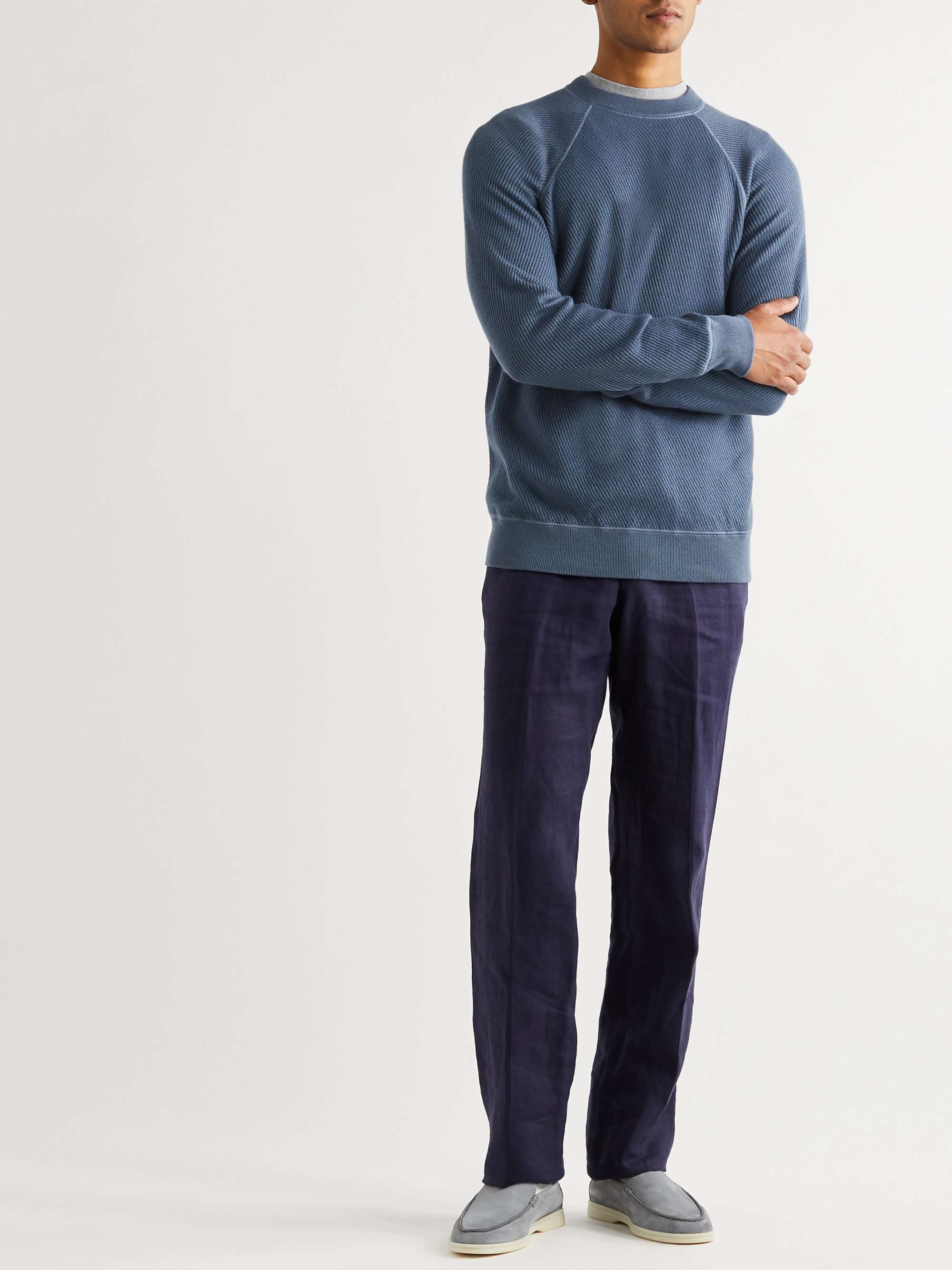 LORO PIANA Ribbed Cashmere and Silk-Blend Sweater