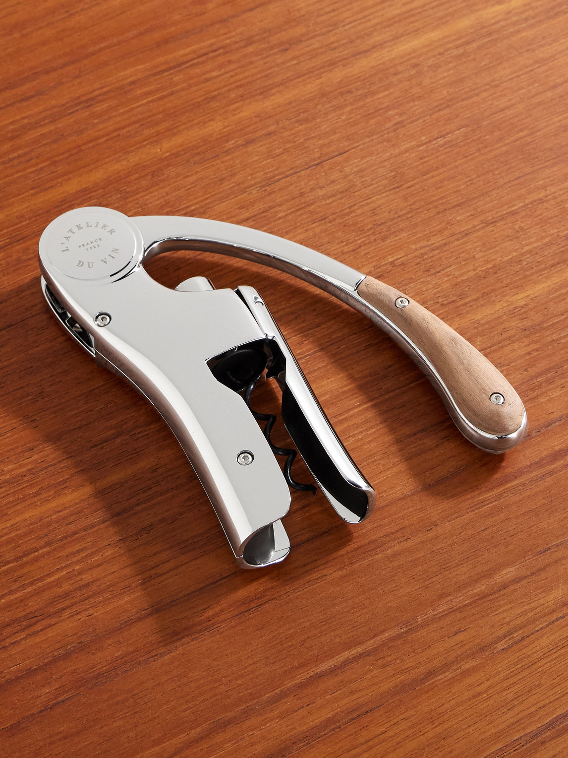 Oeno Walnut Wood and Chrome Lever Corkscrew